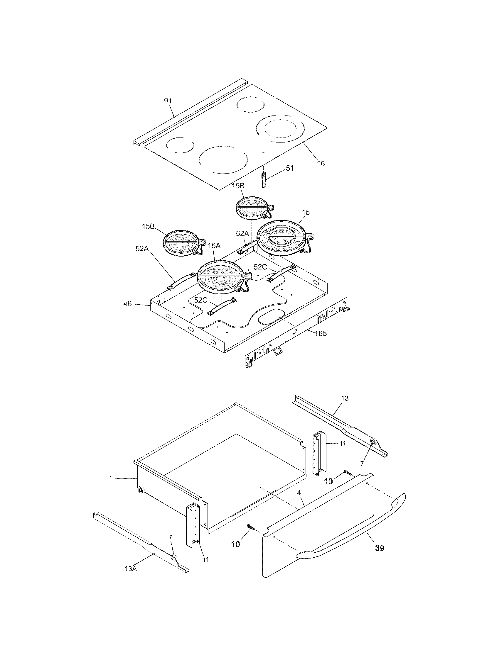 Kenmore 79046593501 top/drawer diagram