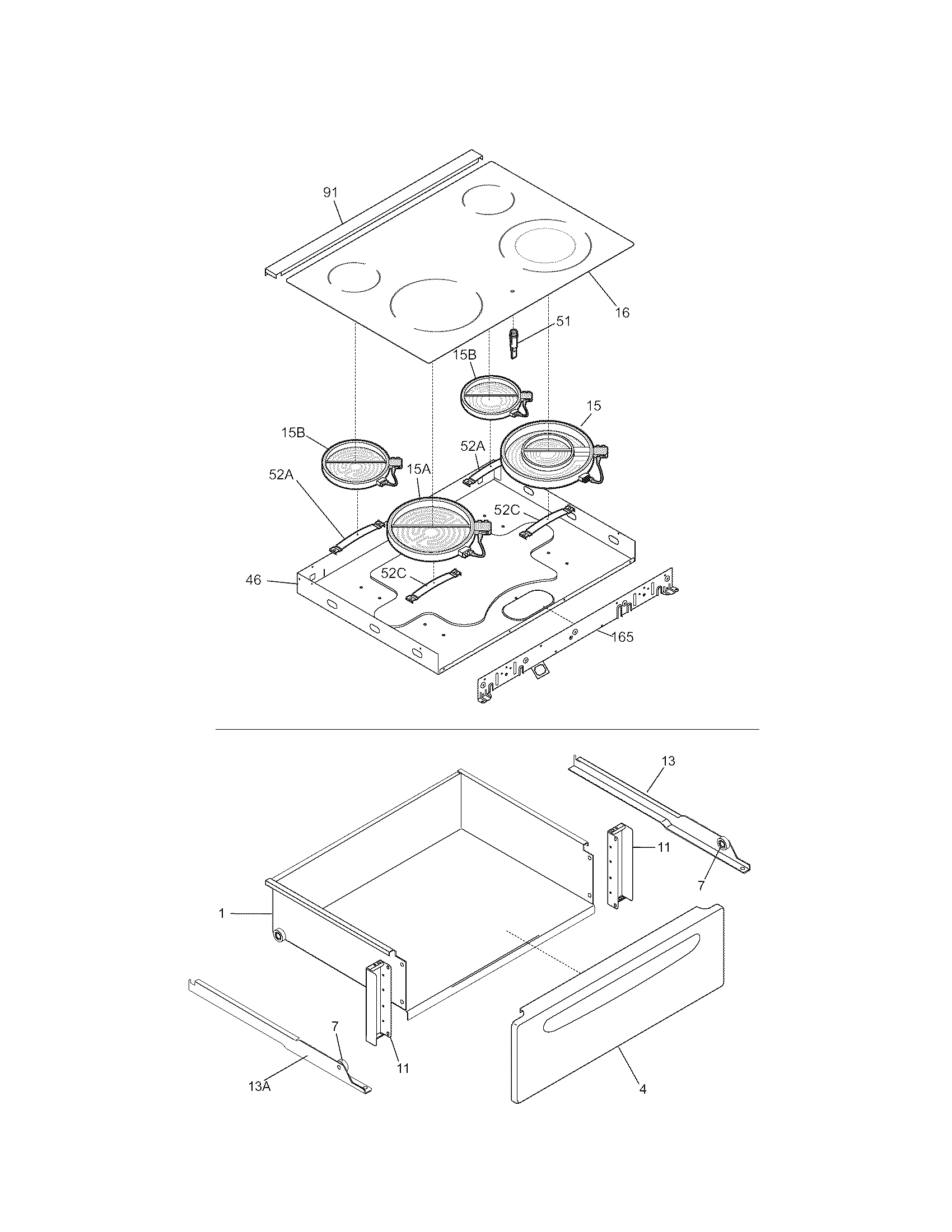 Kenmore 79046594501 top/drawer diagram