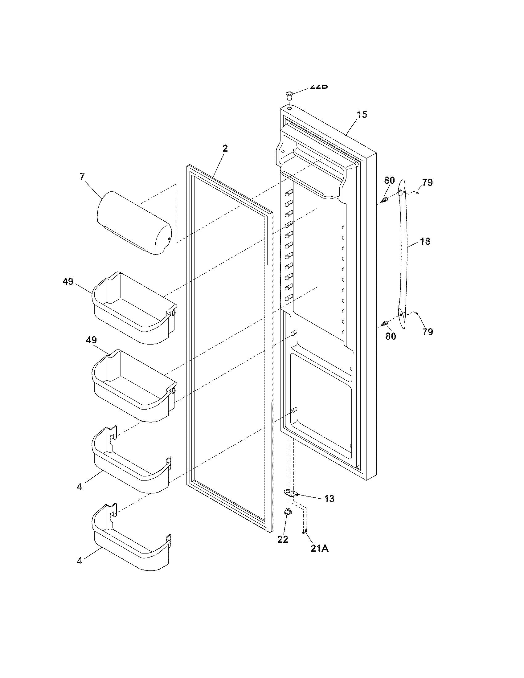 Kenmore 25356772600 refrigerator door diagram