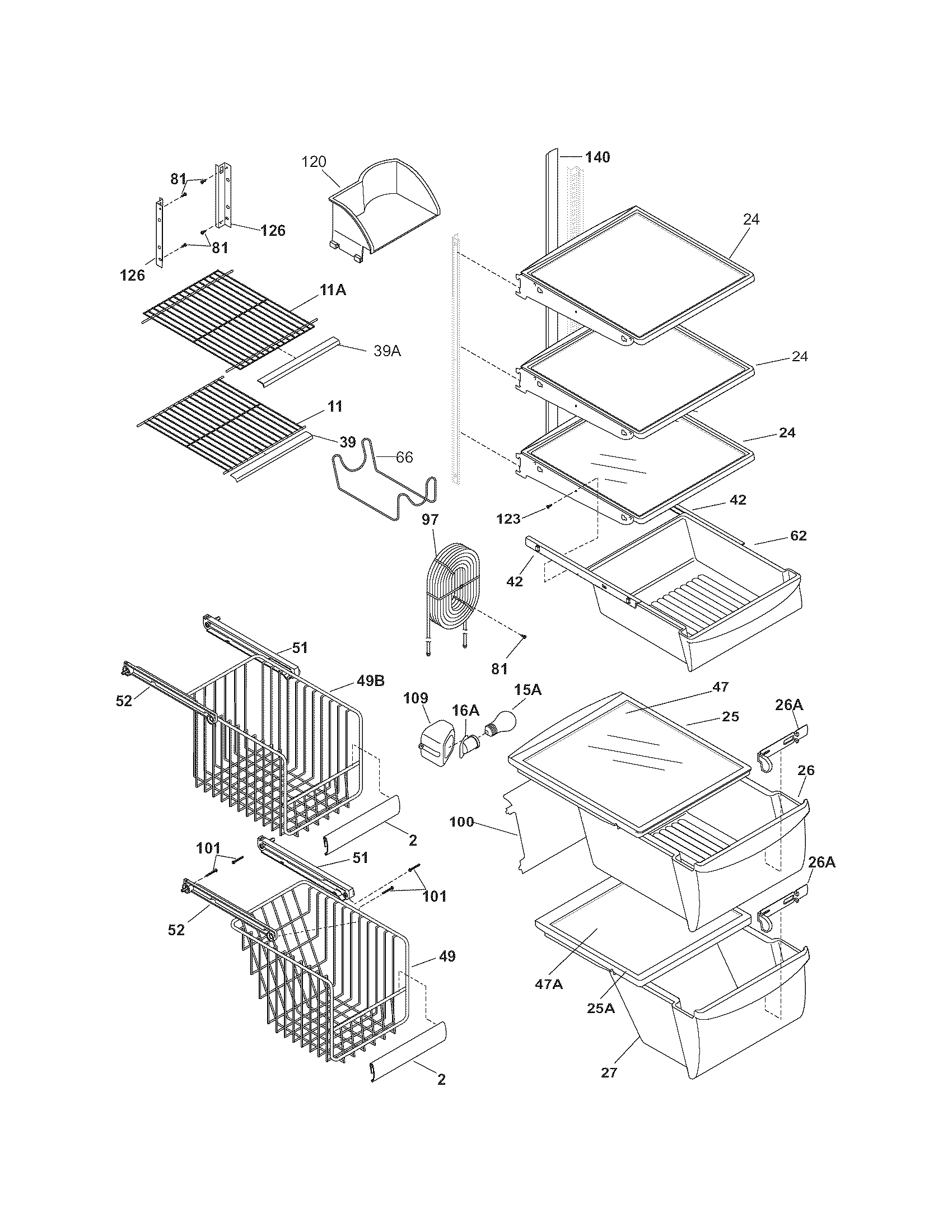 Kenmore 25356772600 shelves diagram