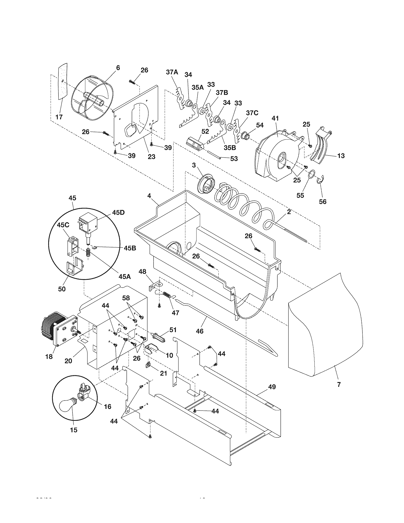 Kenmore 25356772600 ice container diagram