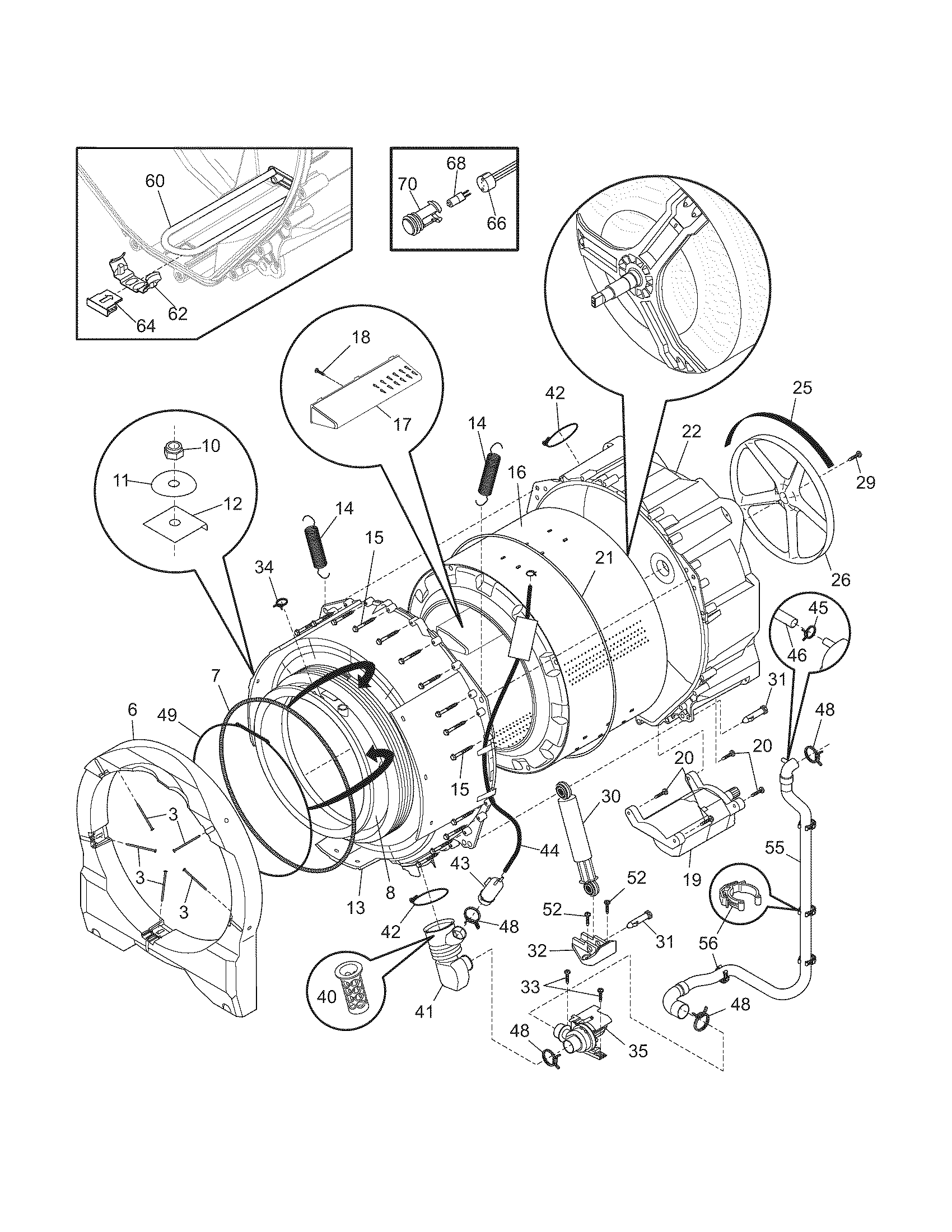 Frigidaire ATFB7000ES0 motor/tub diagram