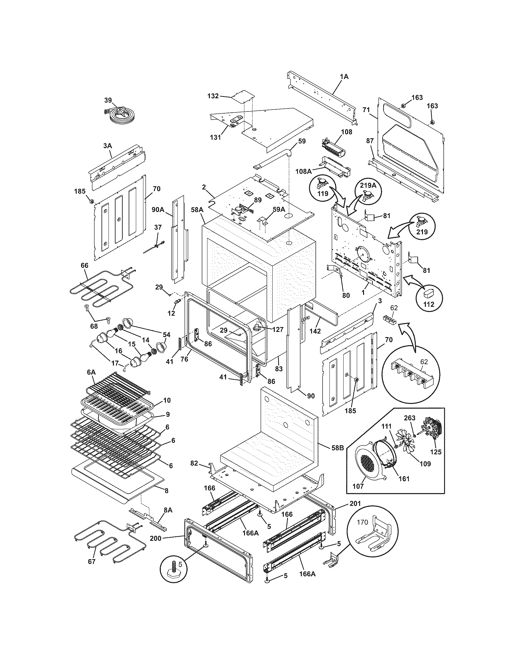 Frigidaire CGLES389EB4 body diagram