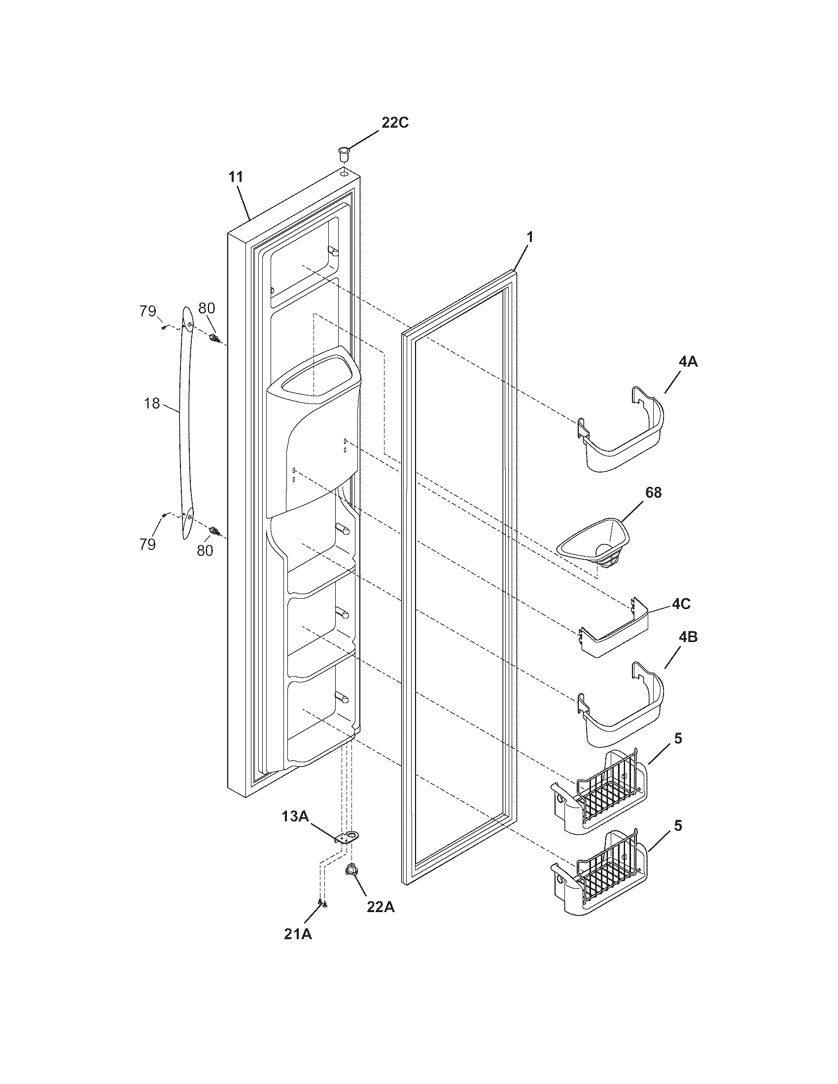 Frigidaire FRS6LF8FS0 freezer door diagram