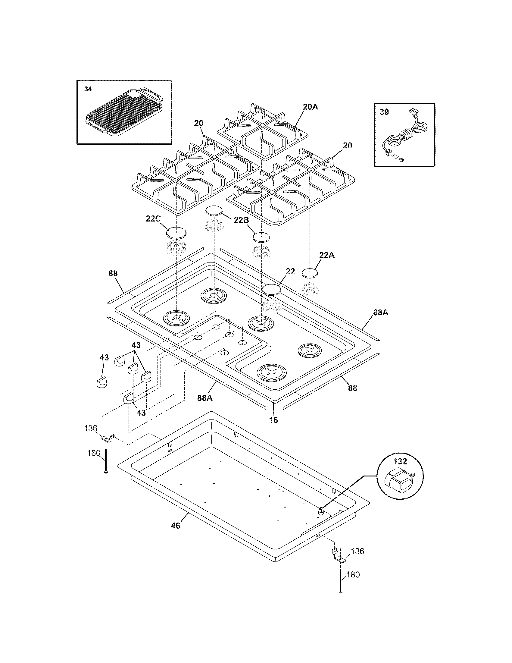 Kenmore Elite 79033239401 maintop diagram