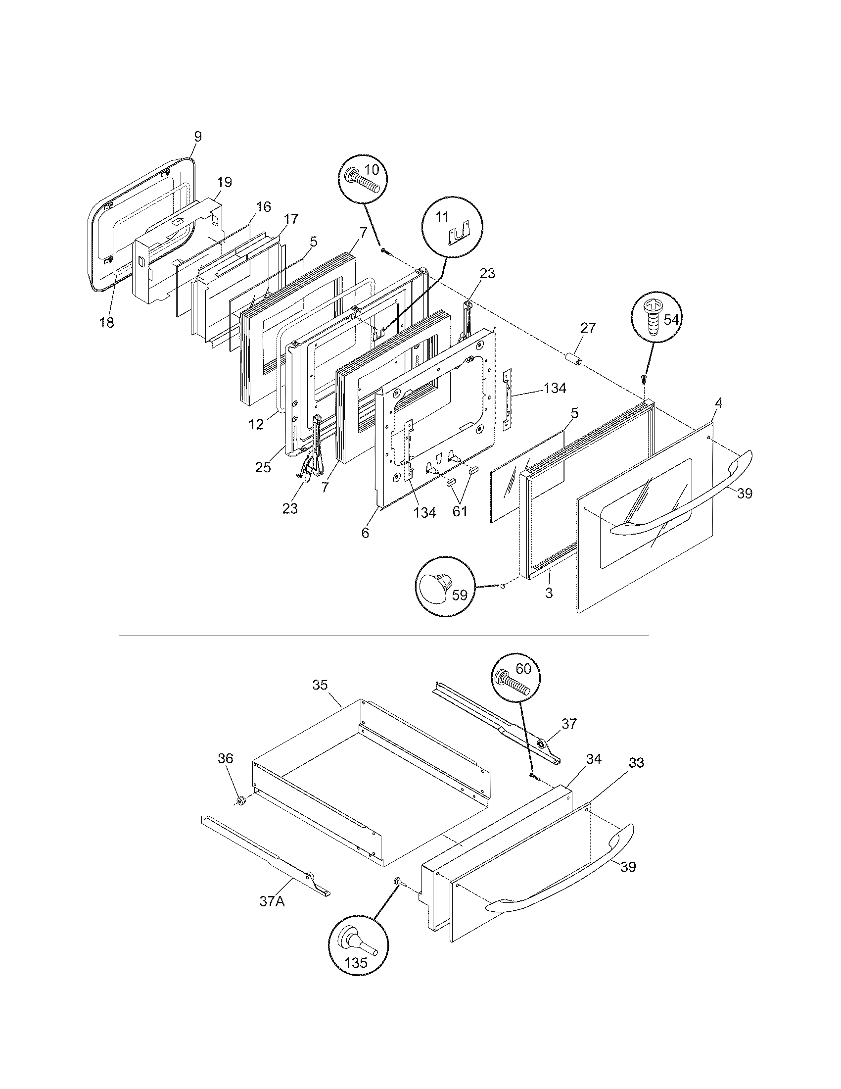 Kenmore 79030479401 door/drawer diagram
