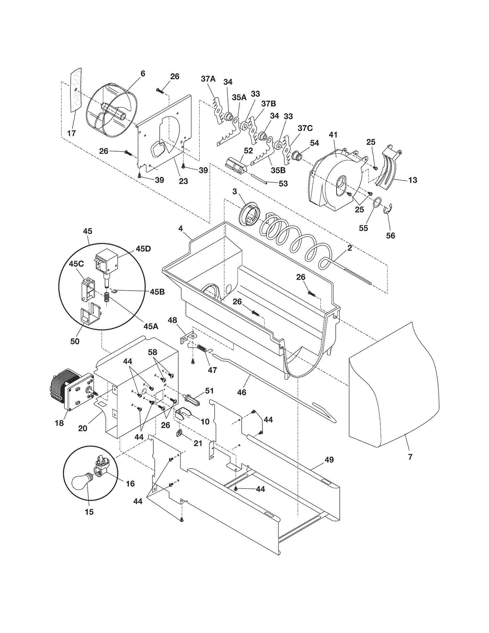 Frigidaire PLHS67EFSB1 ice container diagram