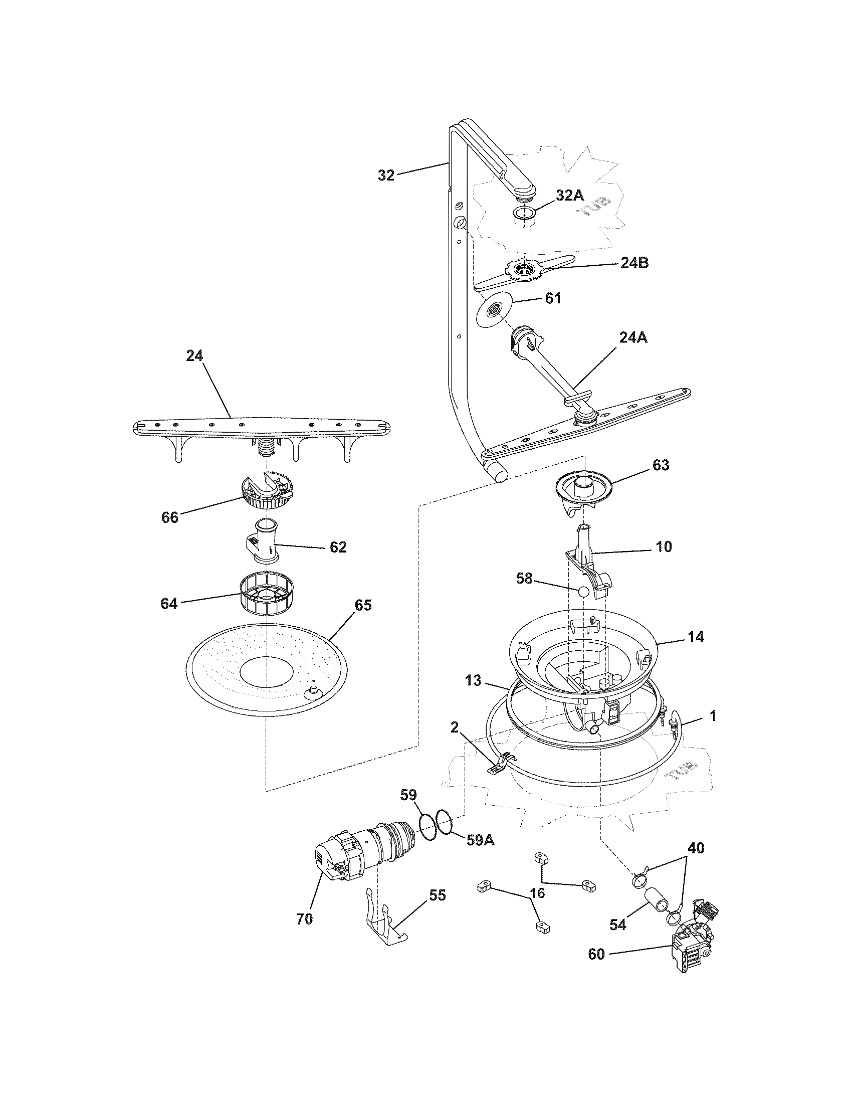 Frigidaire FDBB2040FB0 motor & pump diagram