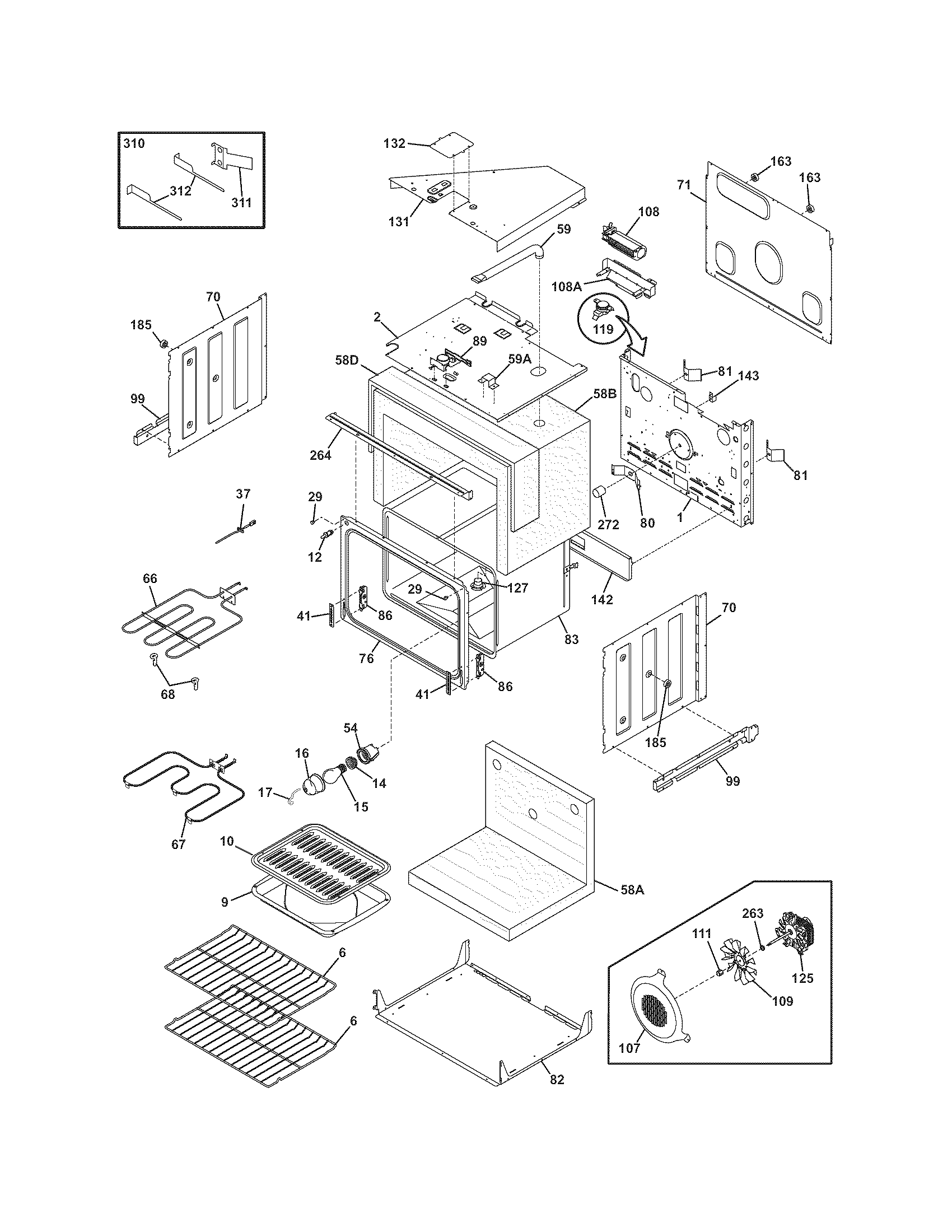 Frigidaire FEB30T6DQD upper oven diagram