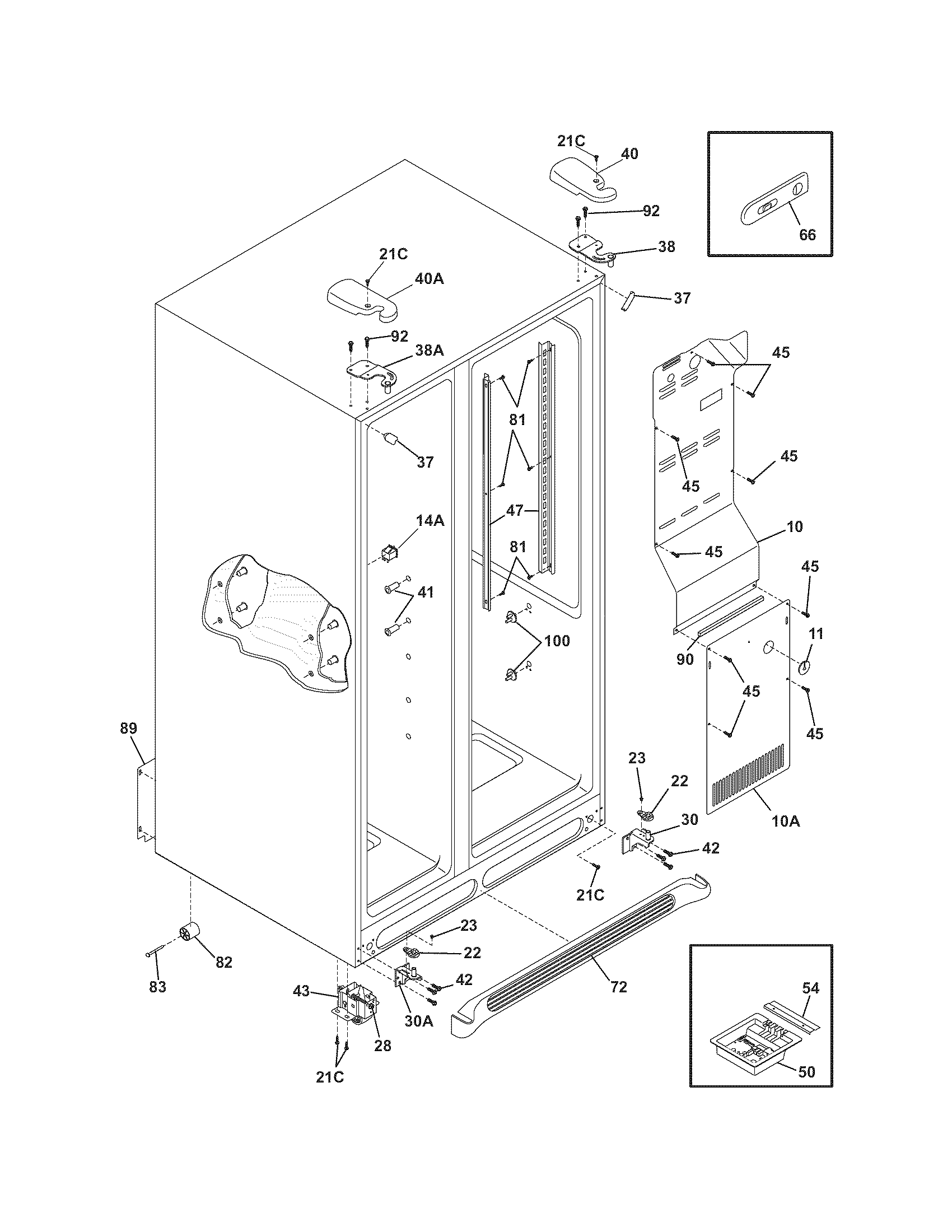 Frigidaire GHSC39FTEW0 cabinet diagram