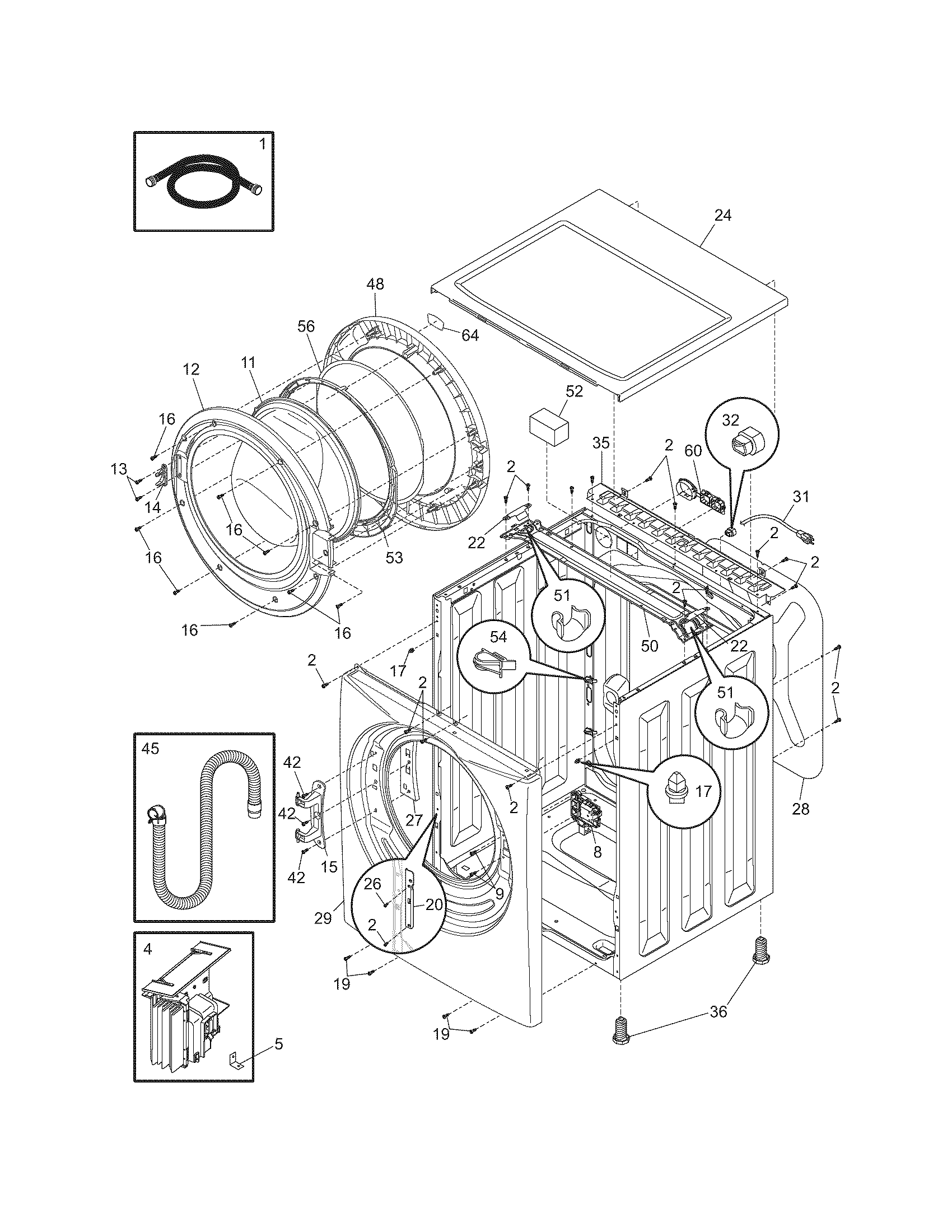 Frigidaire ATF6000ES1 cabinet/top diagram