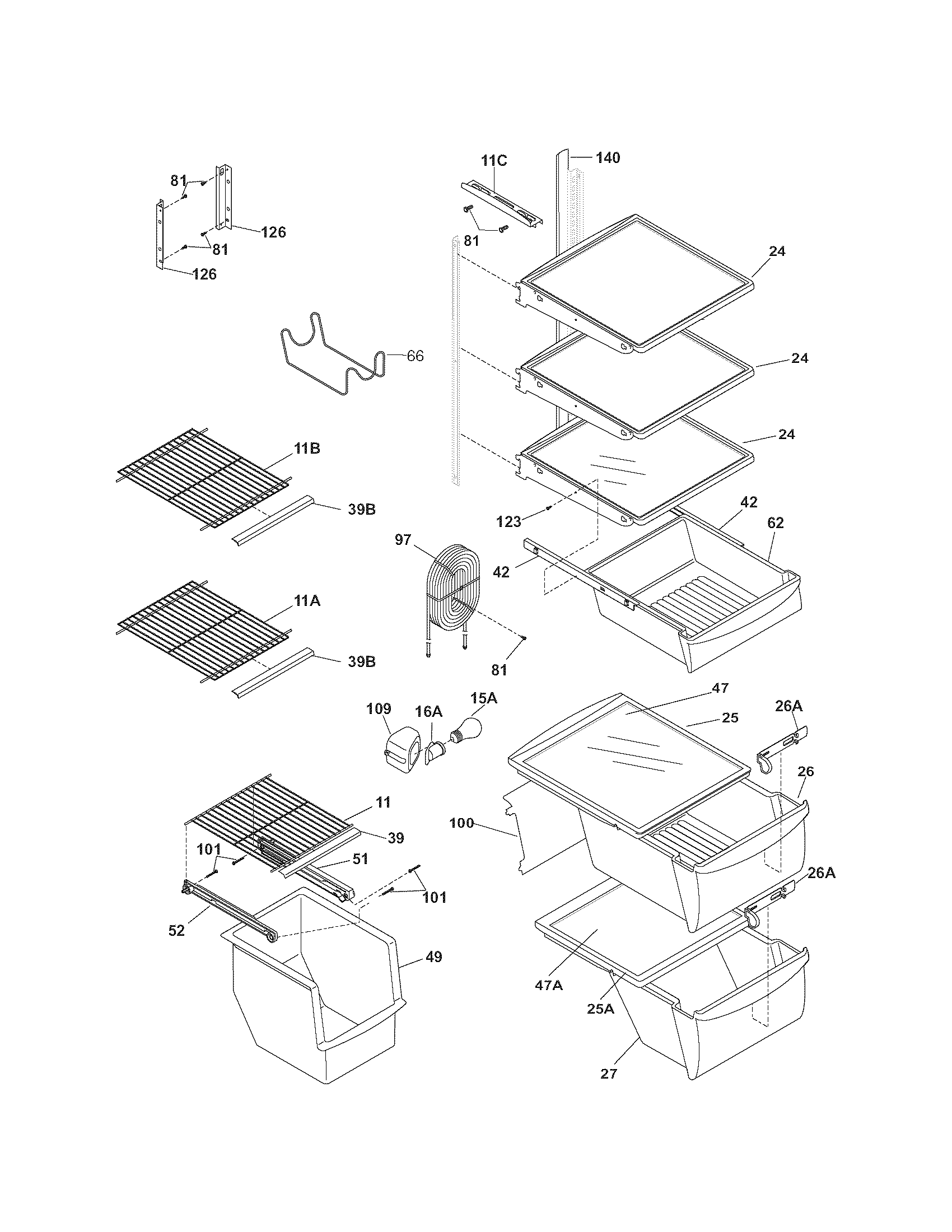 Kenmore 25356972601 shelves diagram