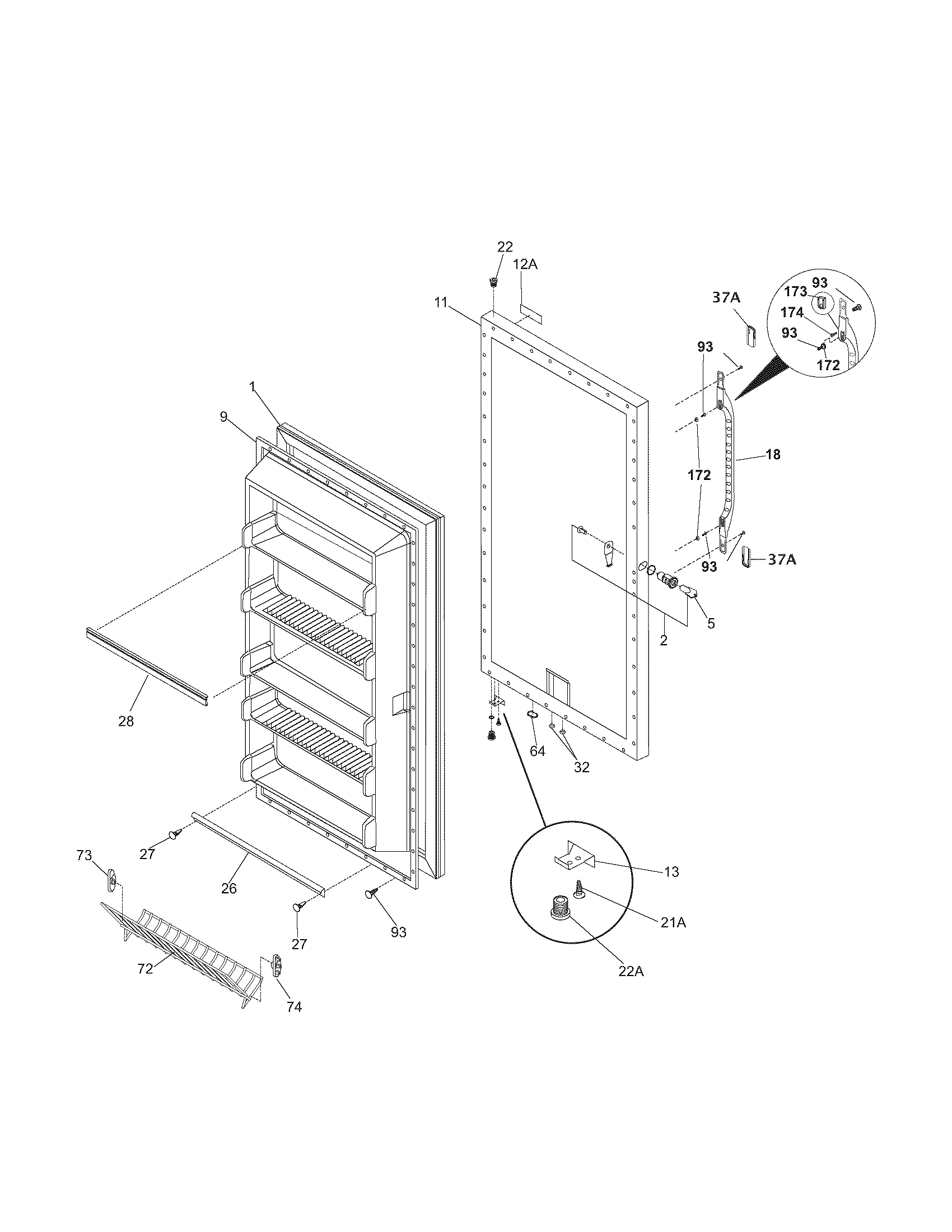 Kenmore 25326042100 door diagram