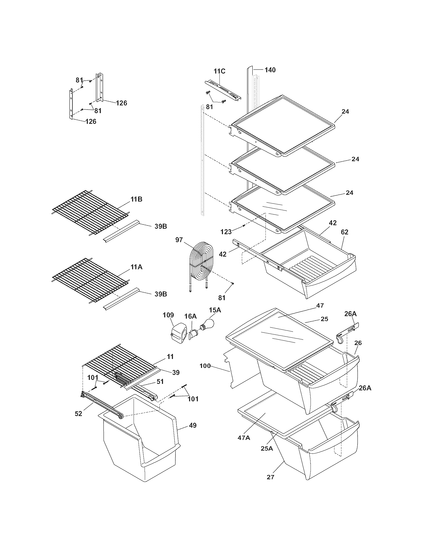 Kenmore 25356963602 shelves diagram