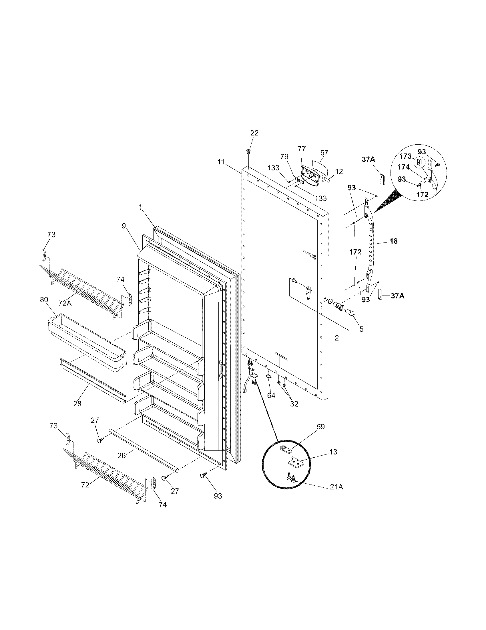 Kenmore Elite 25326072100 door diagram