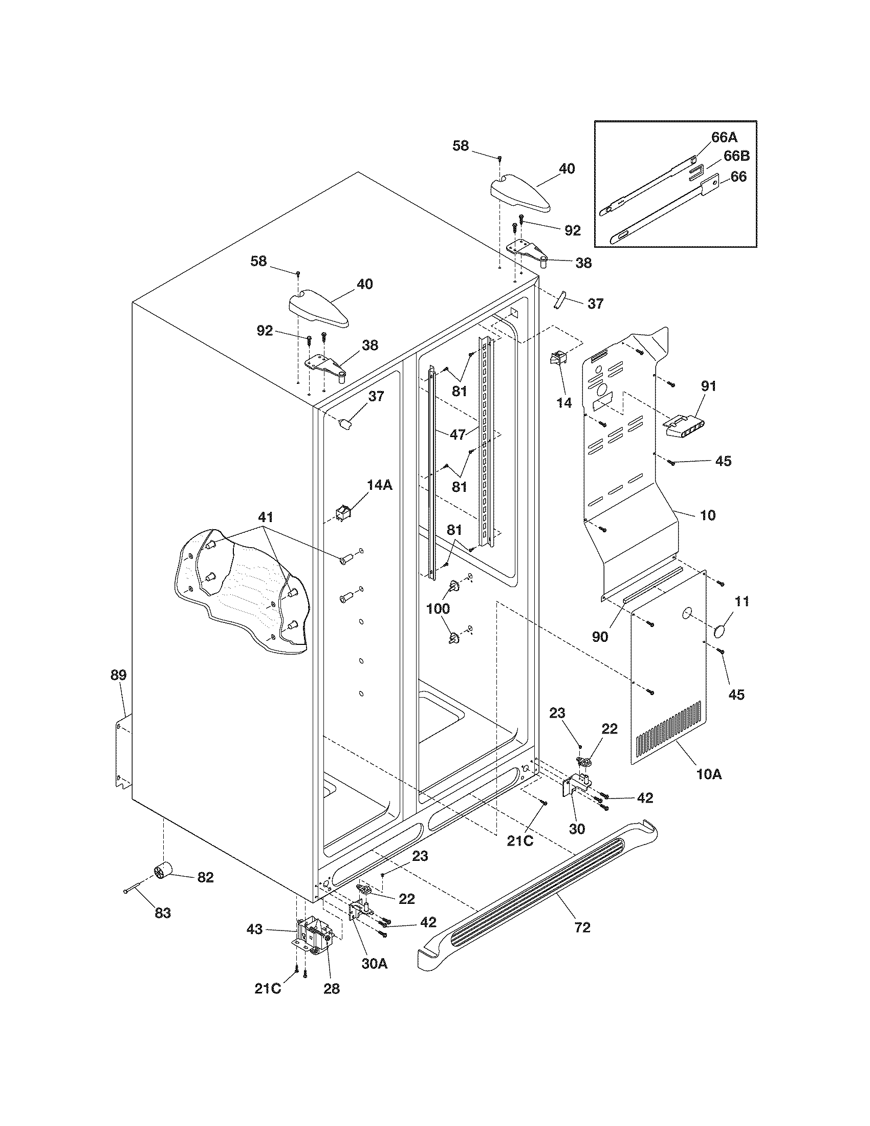 Frigidaire FRS6LF7FQ2 cabinet diagram