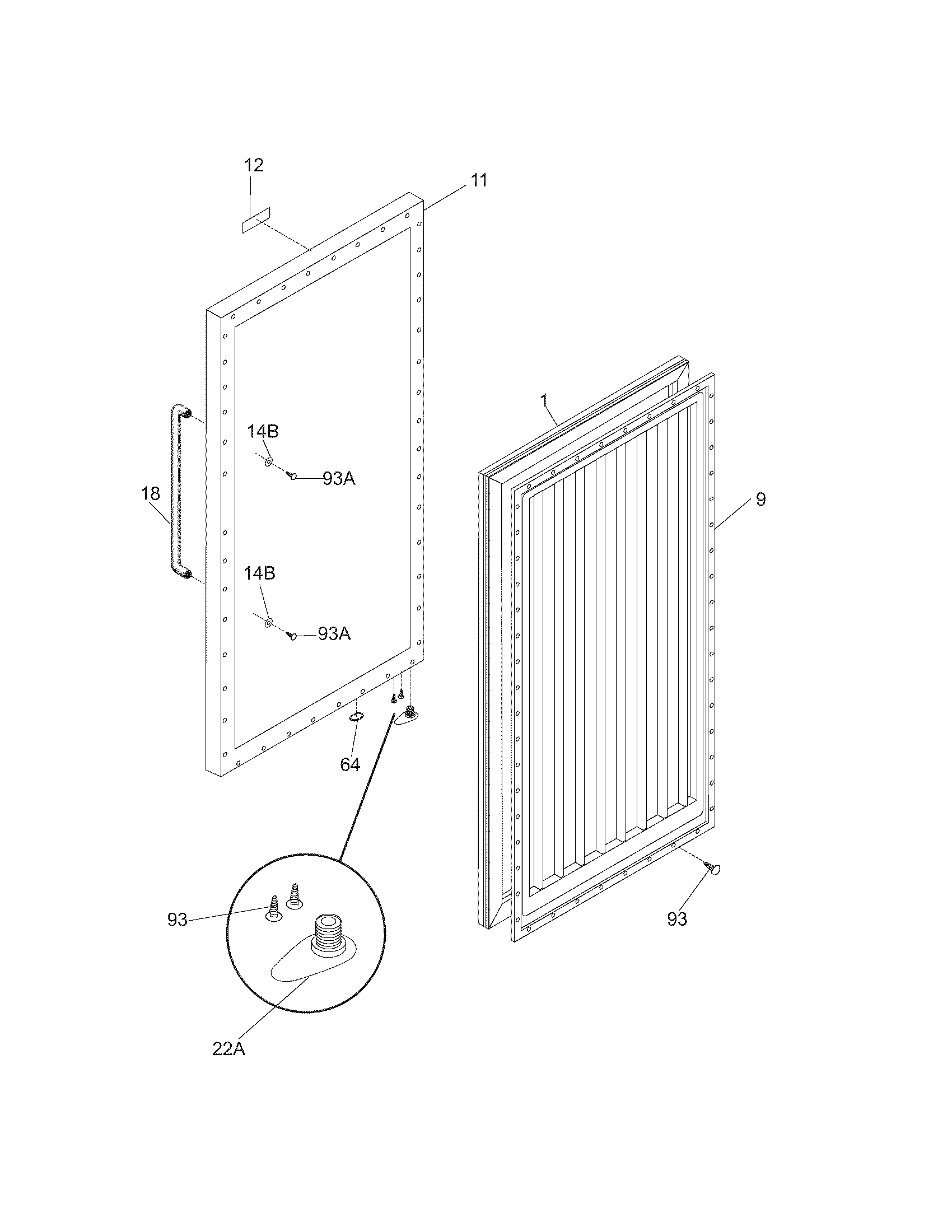 Frigidaire FCFS201LFW0 door diagram