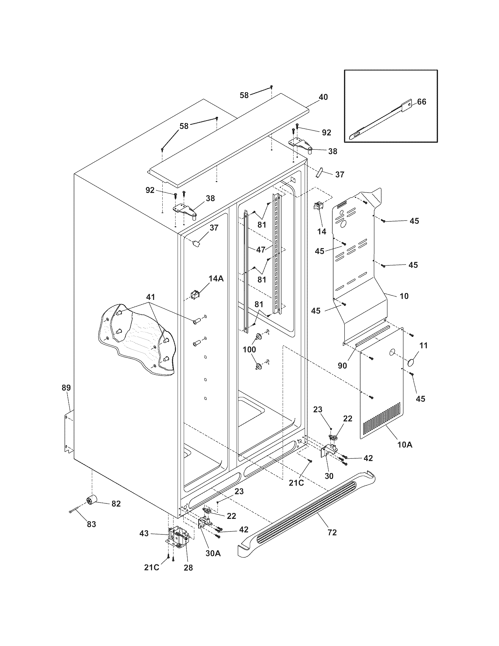 Frigidaire GLHS68EGSB0 cabinet diagram