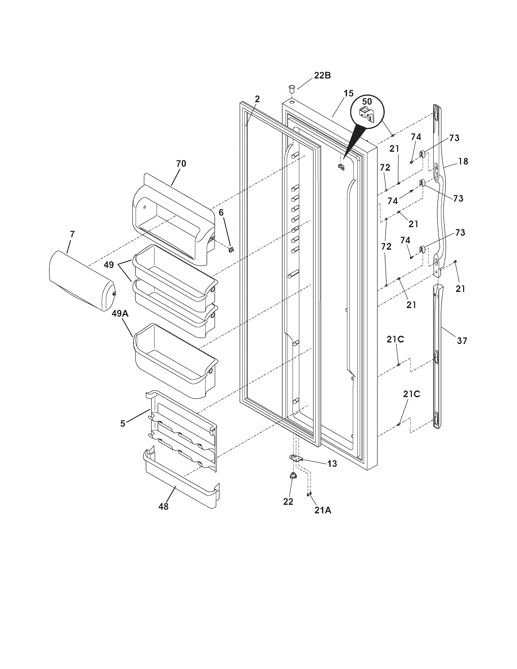 Frigidaire FSC23R5DB8 refrigerator door diagram