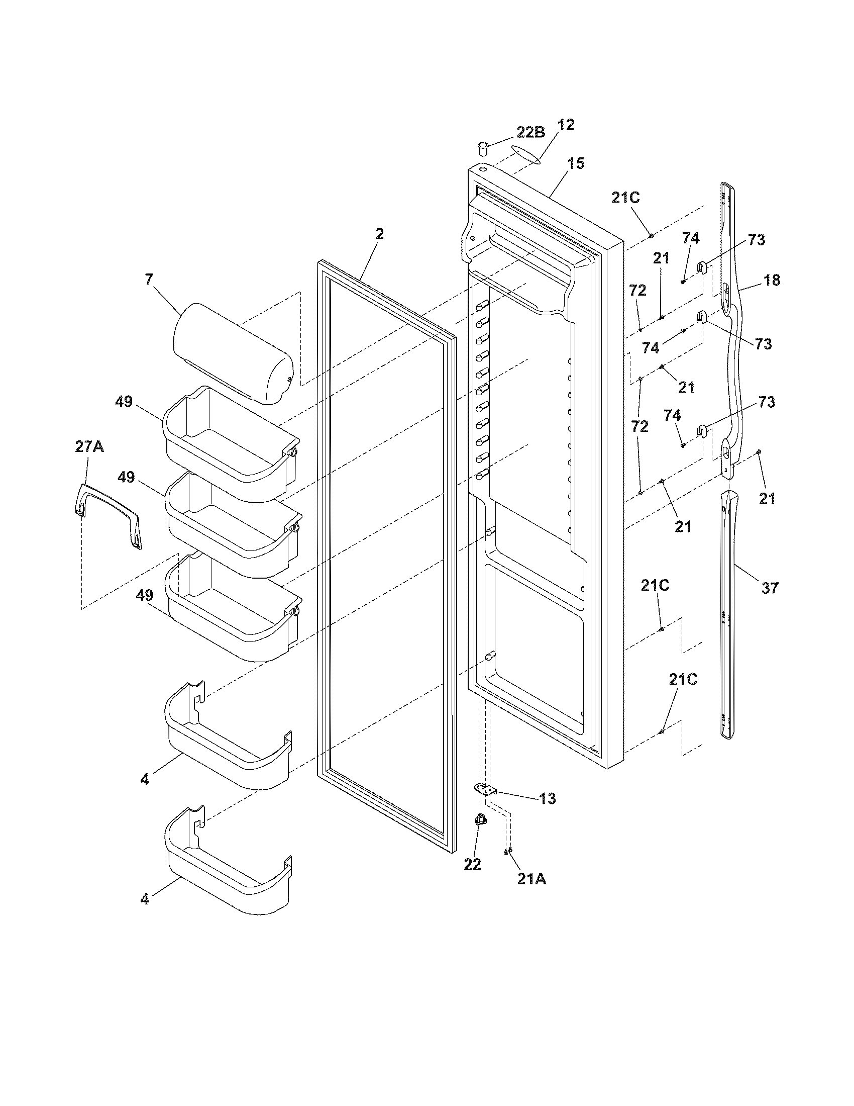 Frigidaire GLHS68EEQ7 refrigerator door diagram