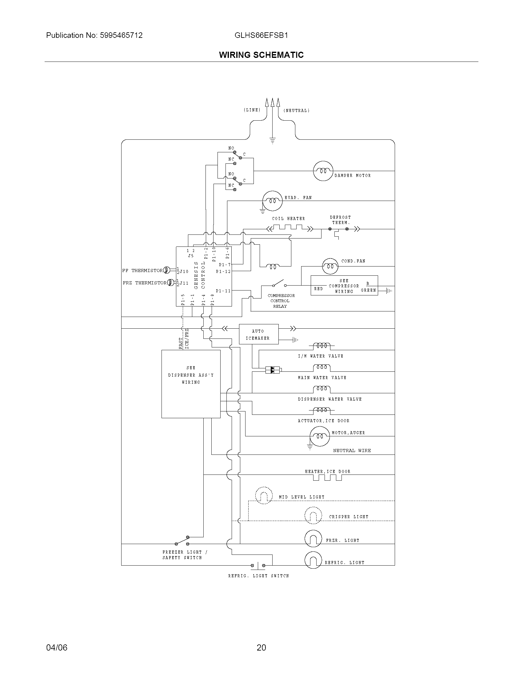 Frigidaire GLHS66EFSB1 wiring schematic diagram