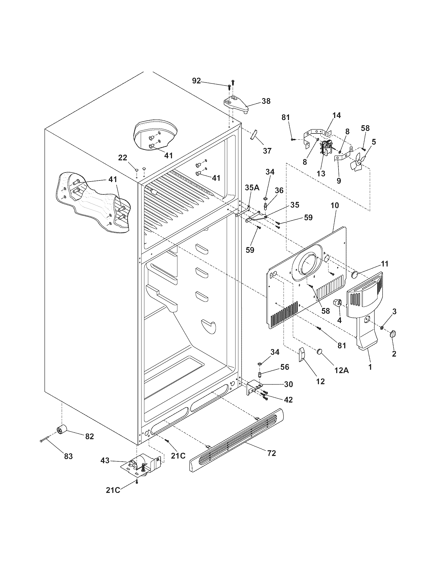 Kenmore 25365802508 cabinet diagram