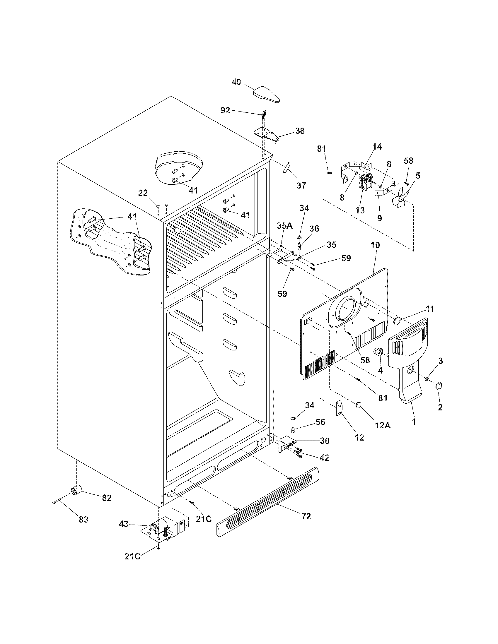Kenmore 2536482440E cabinet diagram