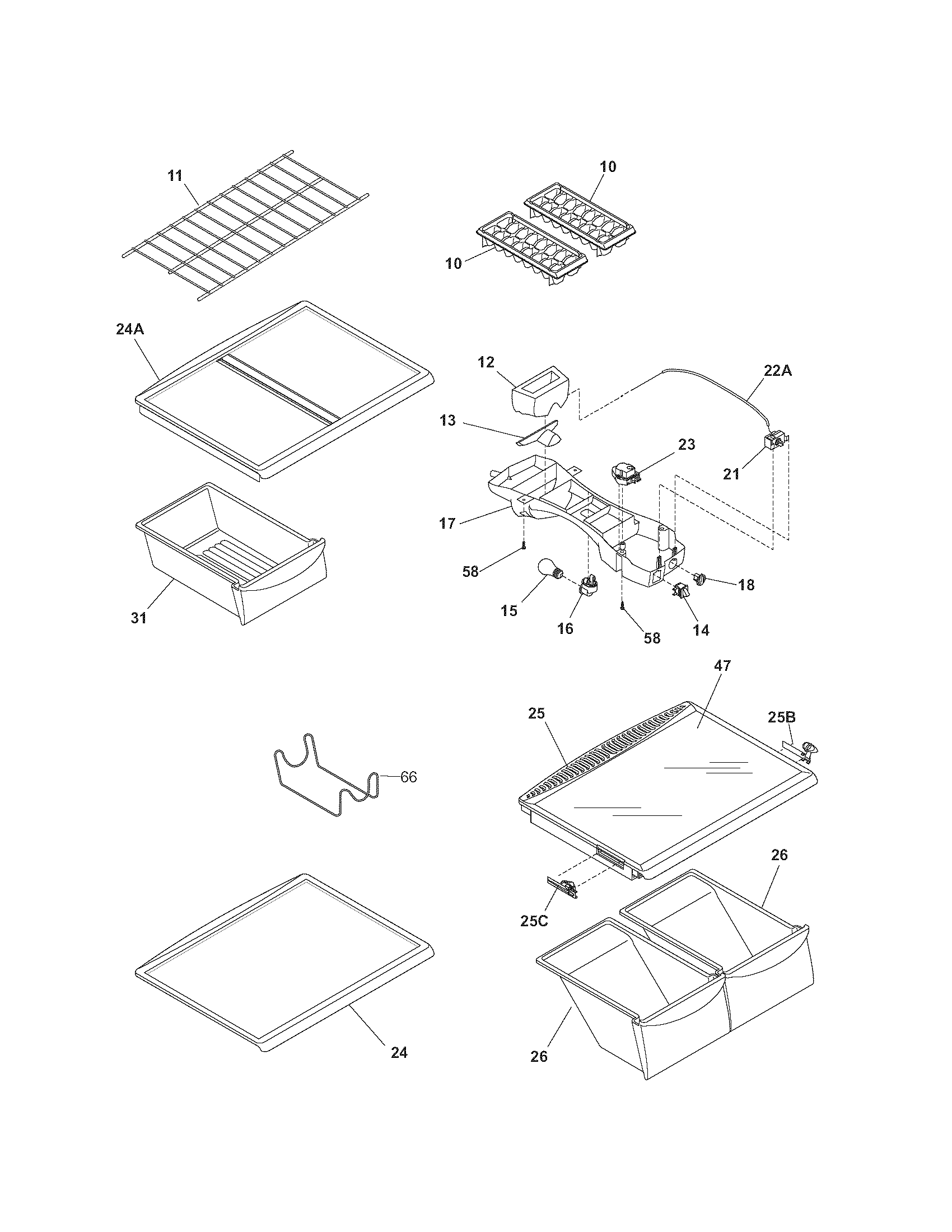 Kenmore 2536482440E shelves diagram