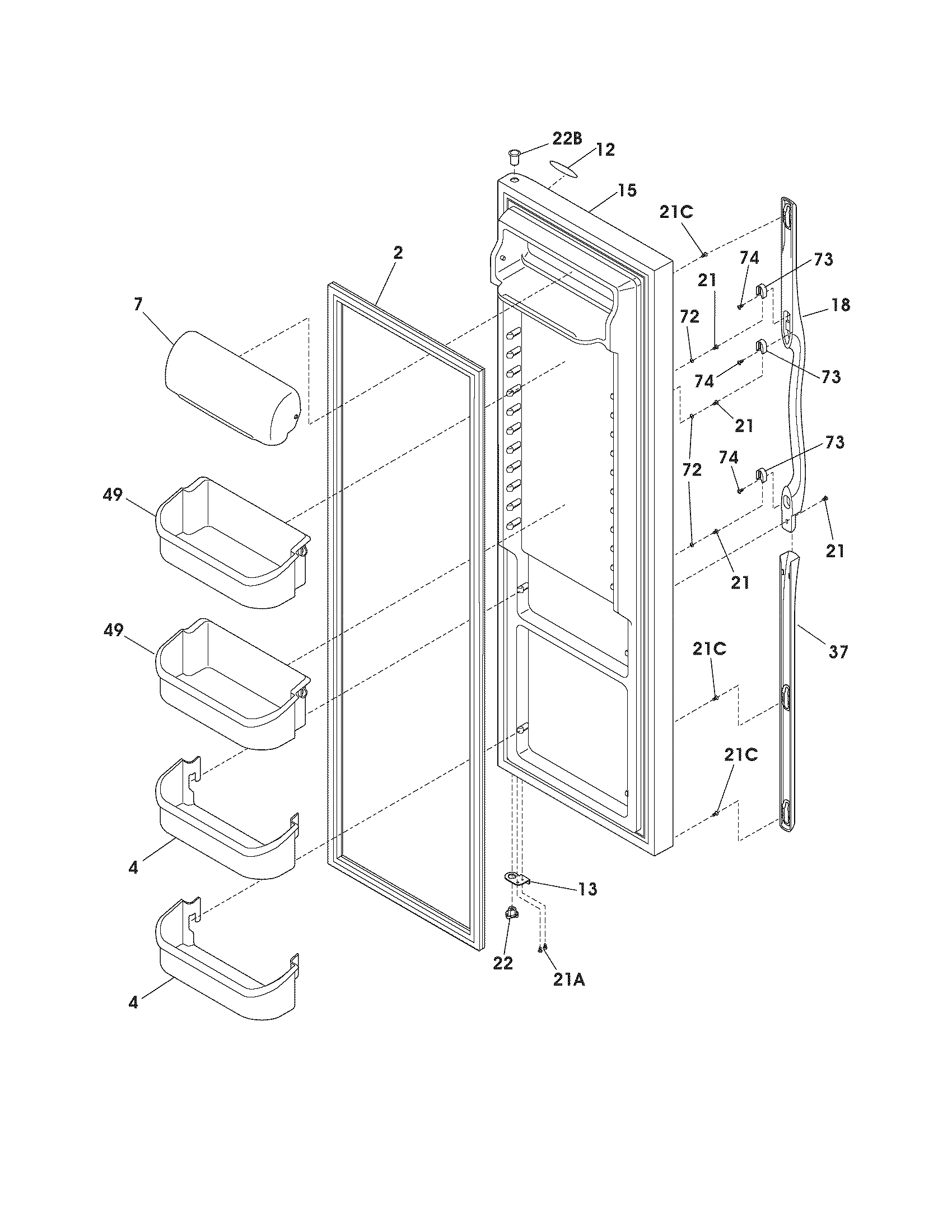 Frigidaire GLHS67ESFW1 refrigerator door diagram