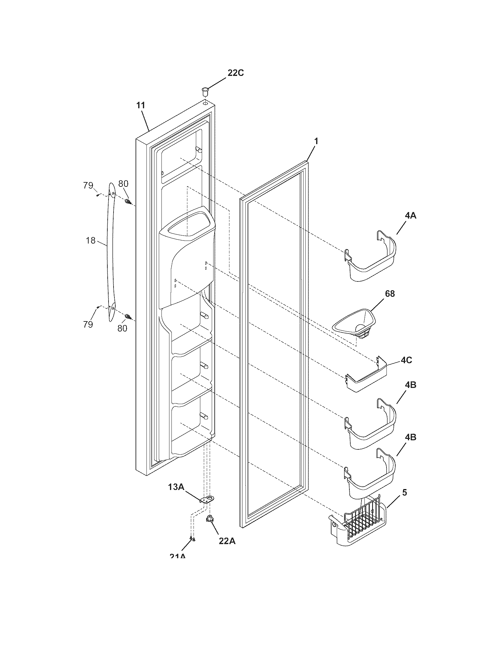 Frigidaire PLHS68EESB6 freezer door diagram