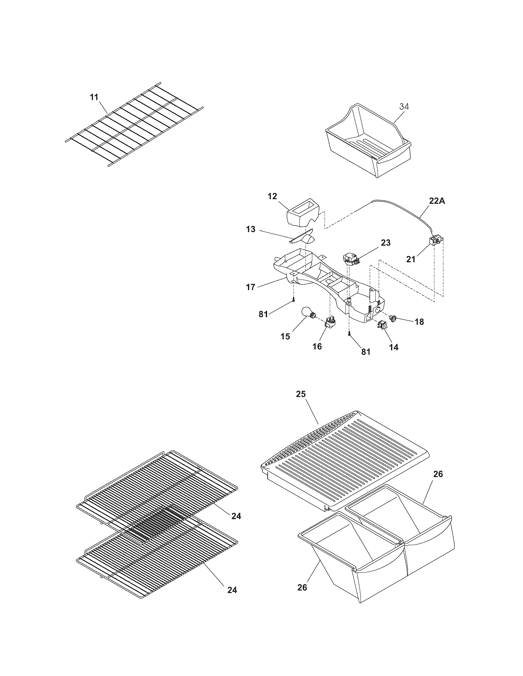 Kenmore 25370752406 shelves diagram
