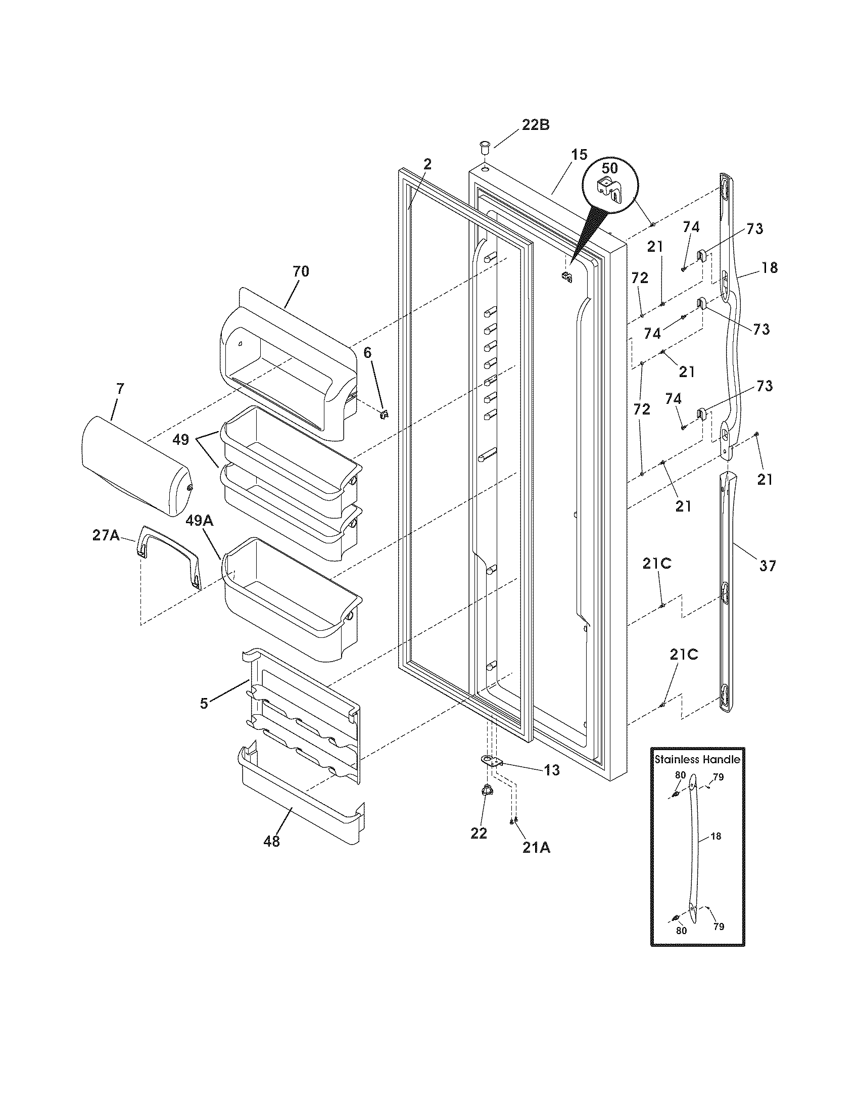 Frigidaire FSC23F7DB6 refrigerator door diagram