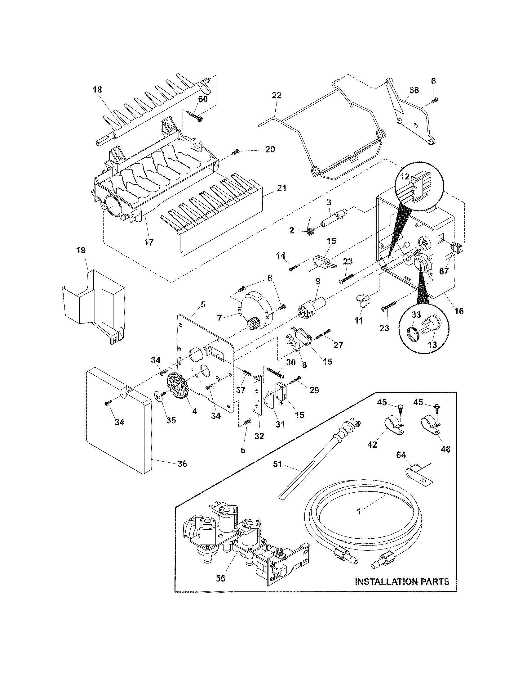 Frigidaire FSC23F7DB6 ice maker diagram