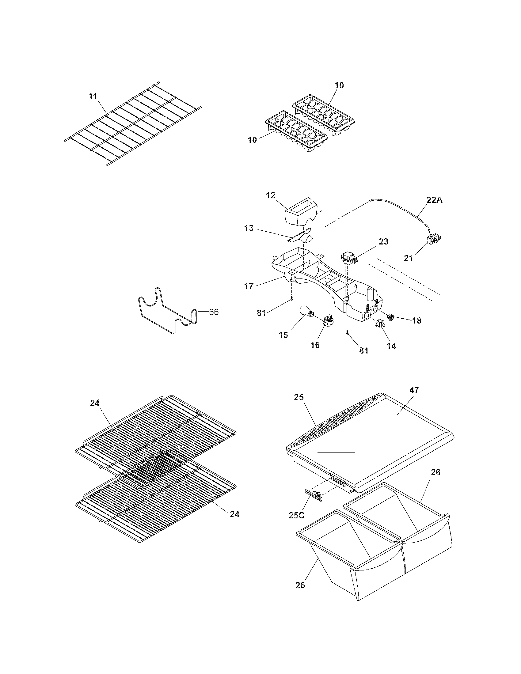 Kenmore 25365812508 shelves diagram