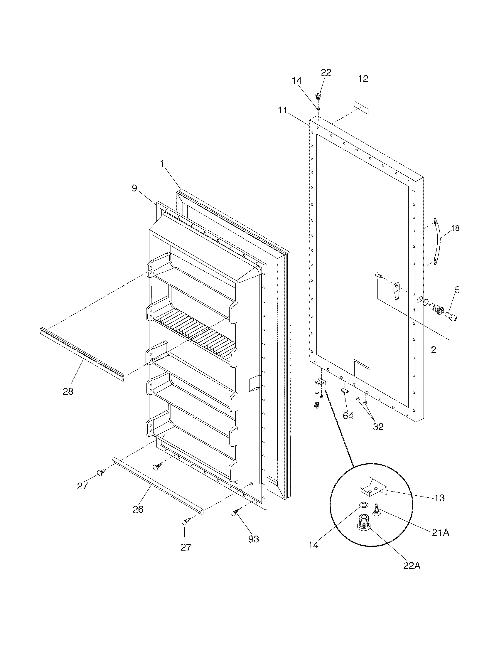 Frigidaire LFFU2065DW5 door diagram