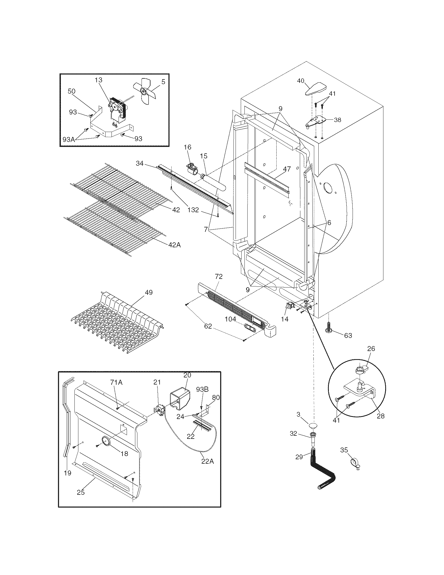 Frigidaire LFFU2065DW5 cabinet diagram