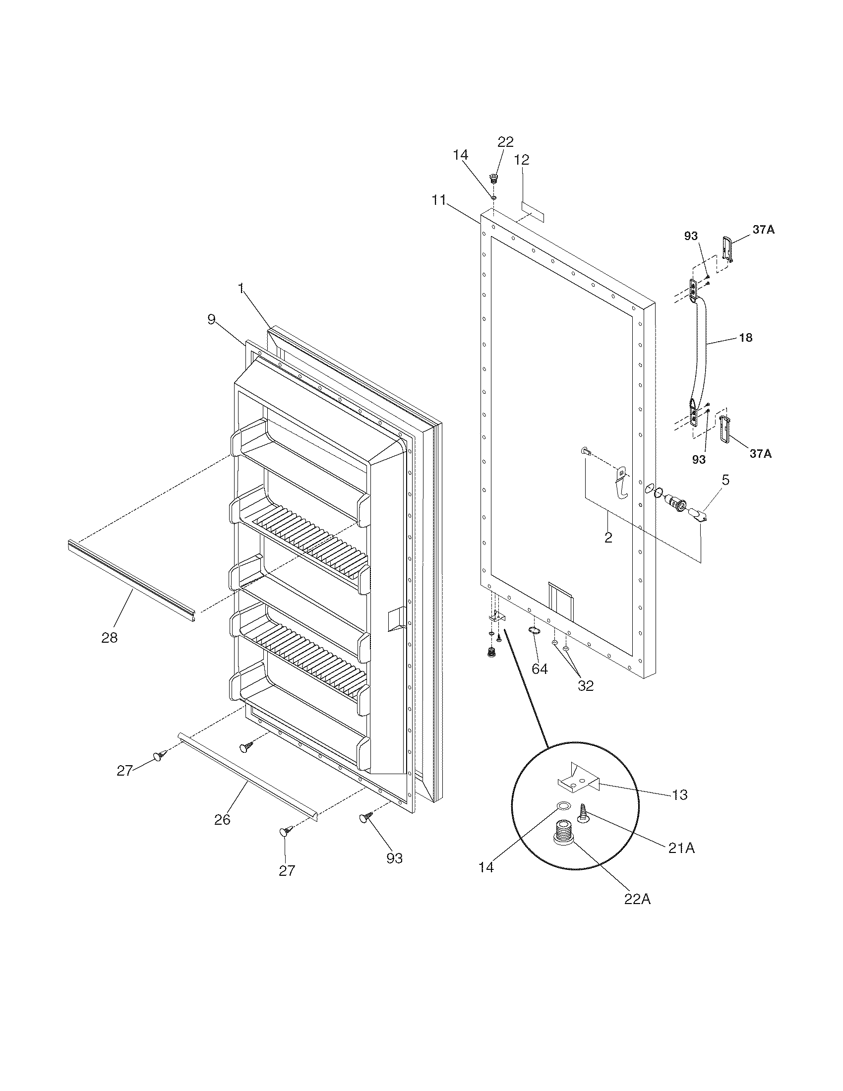 Frigidaire LFFU1424DW5 door diagram