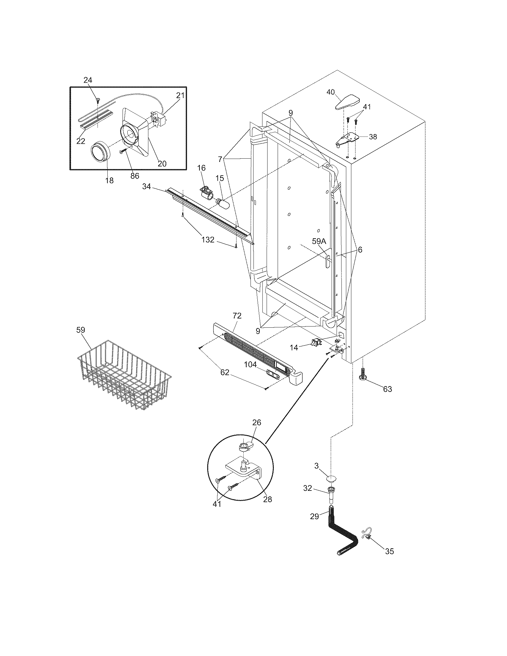 Frigidaire LFFU1424DW5 cabinet diagram