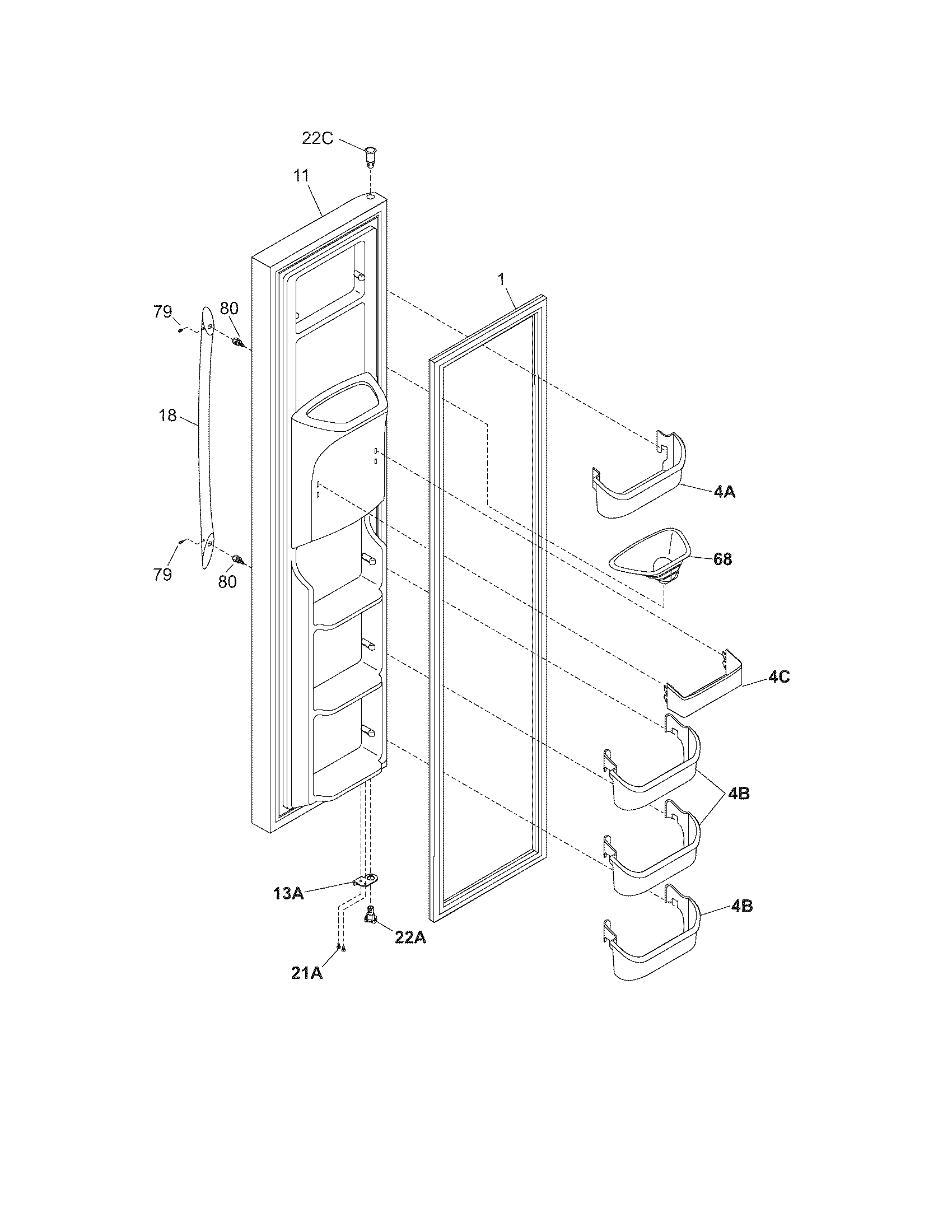 Frigidaire PLHS67EESB8 freezer door diagram