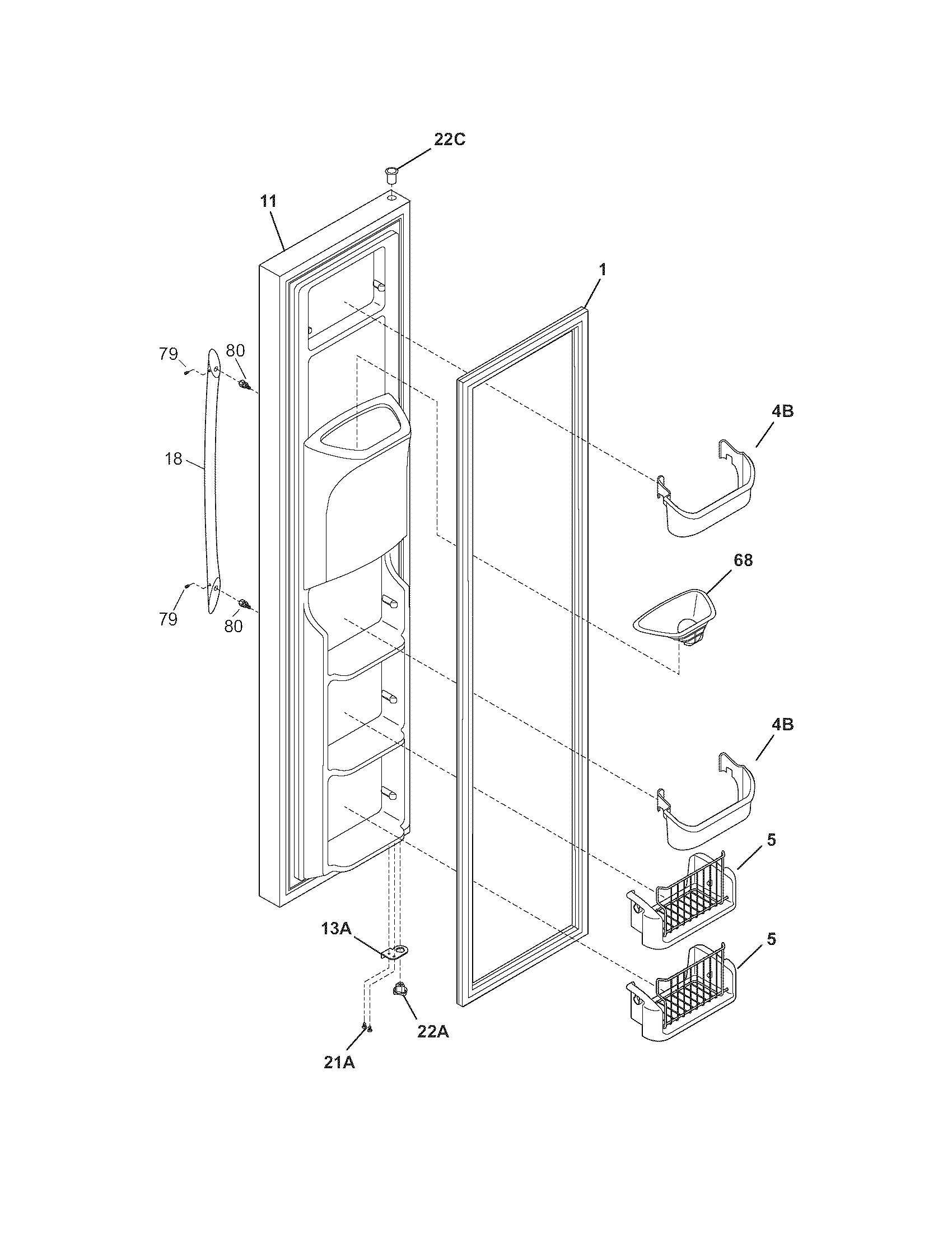 Frigidaire PHSC39EGSS0 freezer door diagram