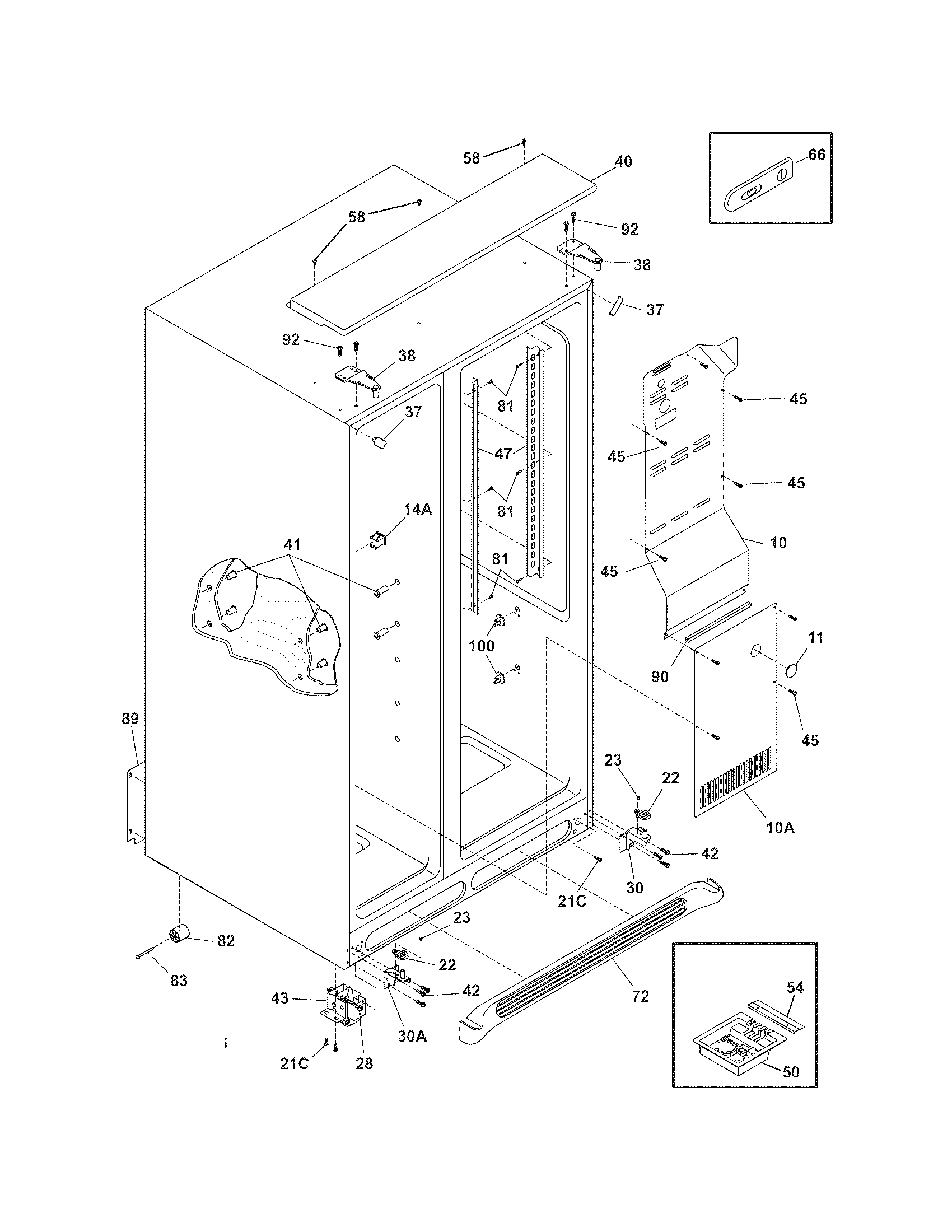 Frigidaire PHSC39EGSS0 cabinet diagram