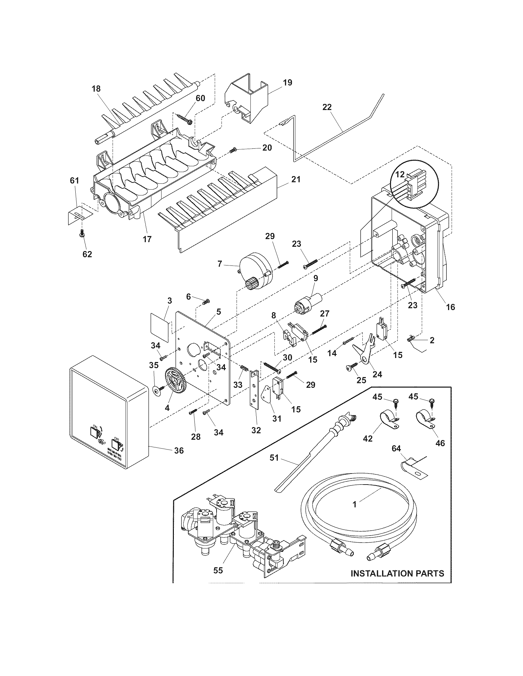 Frigidaire FRS23KF6EM2 ice maker diagram