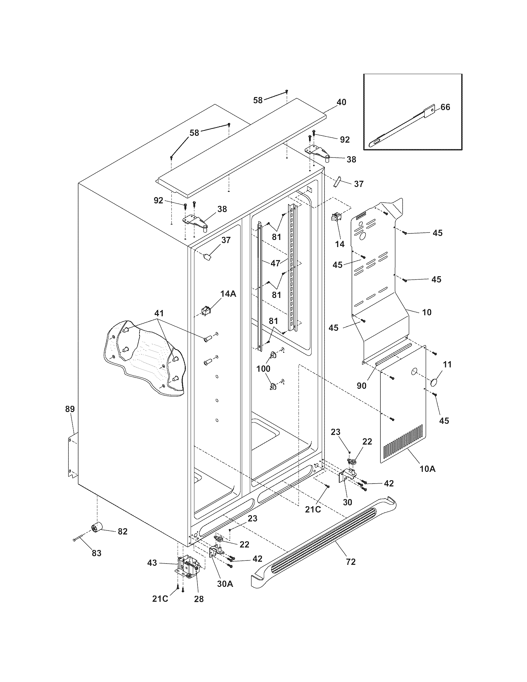 Frigidaire GLHS68EFB2 cabinet diagram