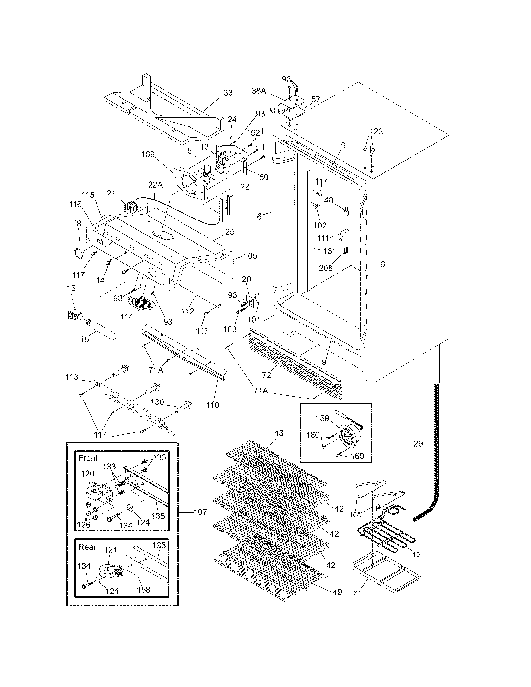 Frigidaire FCFS201LFB1 cabinet diagram