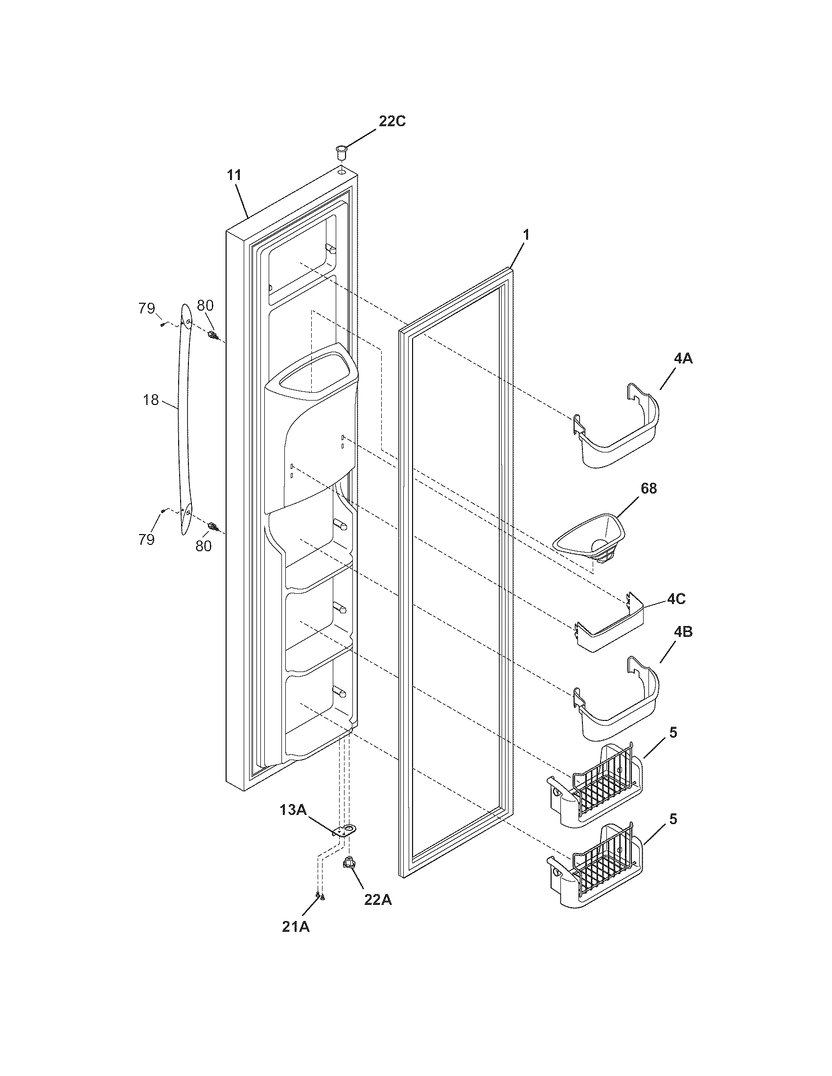 Frigidaire FRS6LC8FS0 freezer door diagram