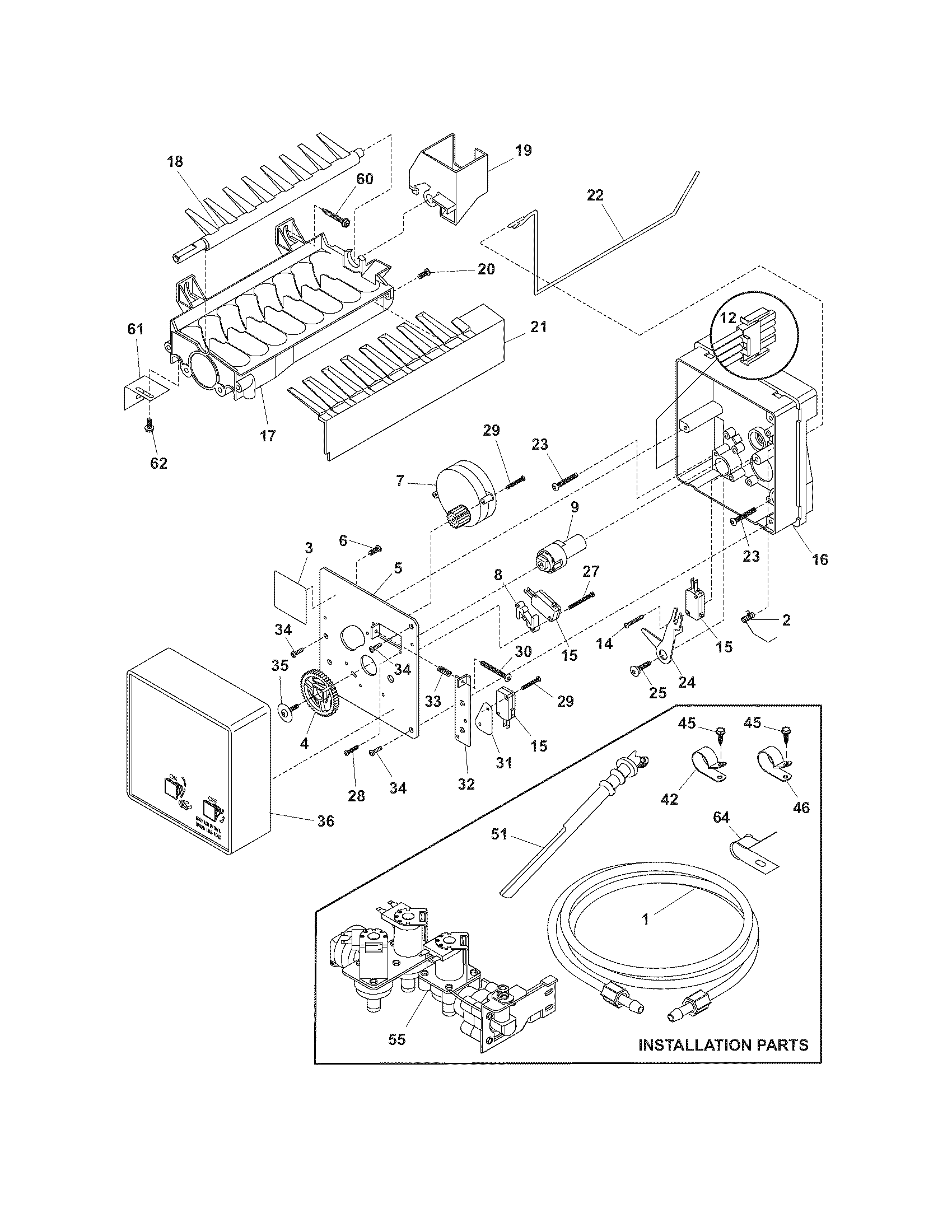 Frigidaire FRS6LC8FS0 ice maker diagram
