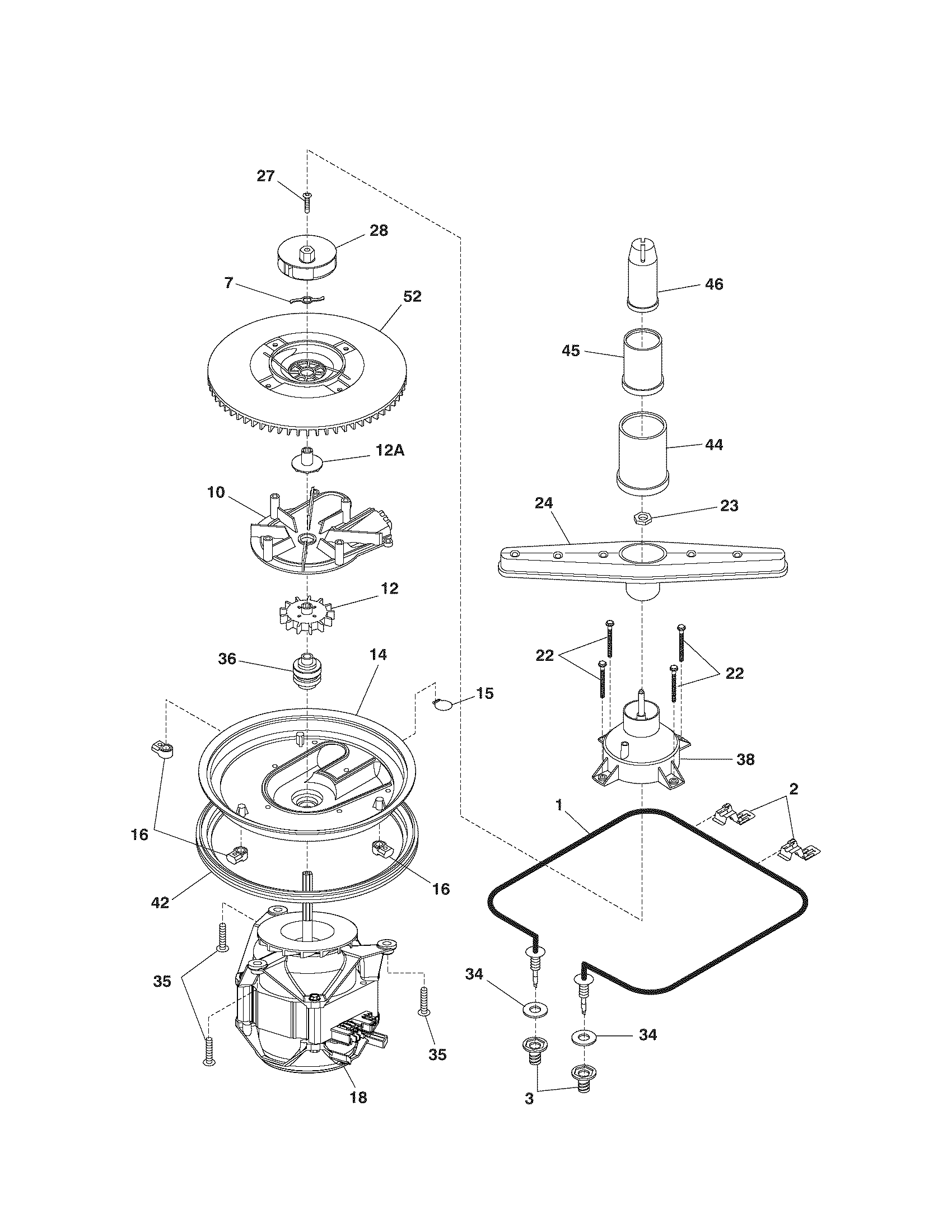 Kenmore 58714432202 motor & pump diagram