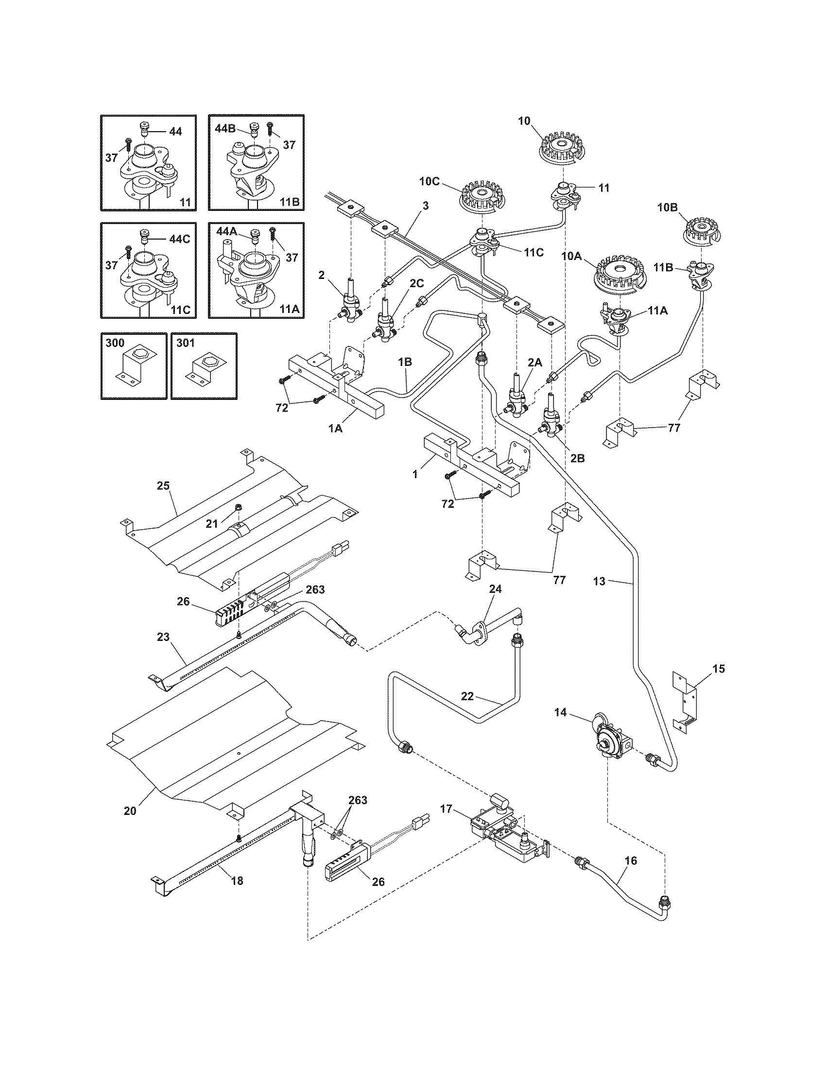 Frigidaire FGS366ESC burner diagram