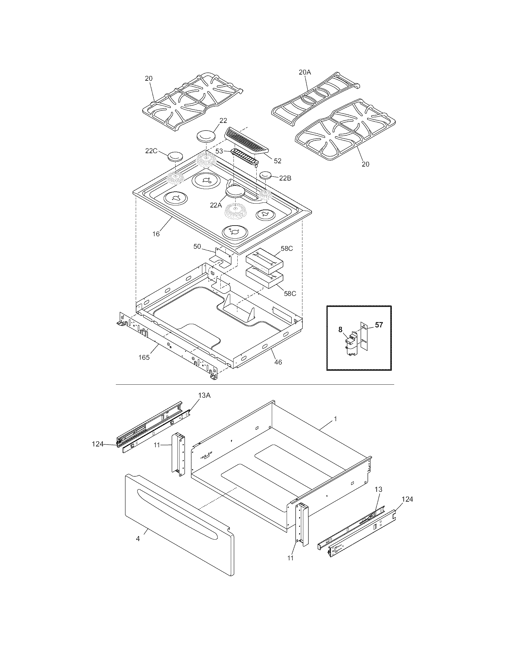 Frigidaire FGS366ESC top diagram
