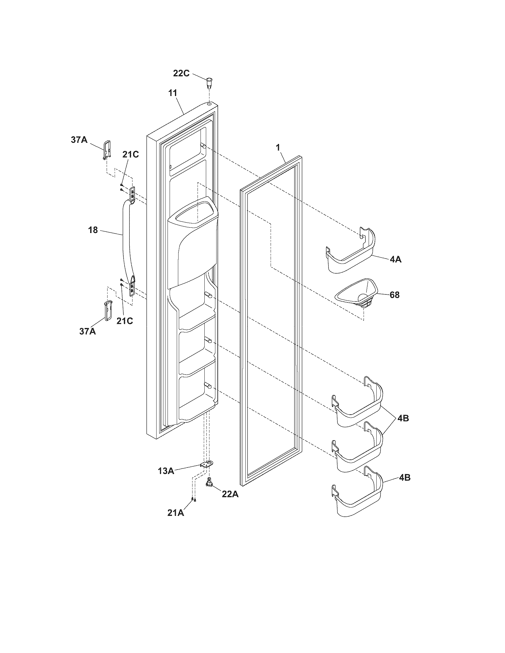 Frigidaire FRS3R3EW2 freezer door diagram